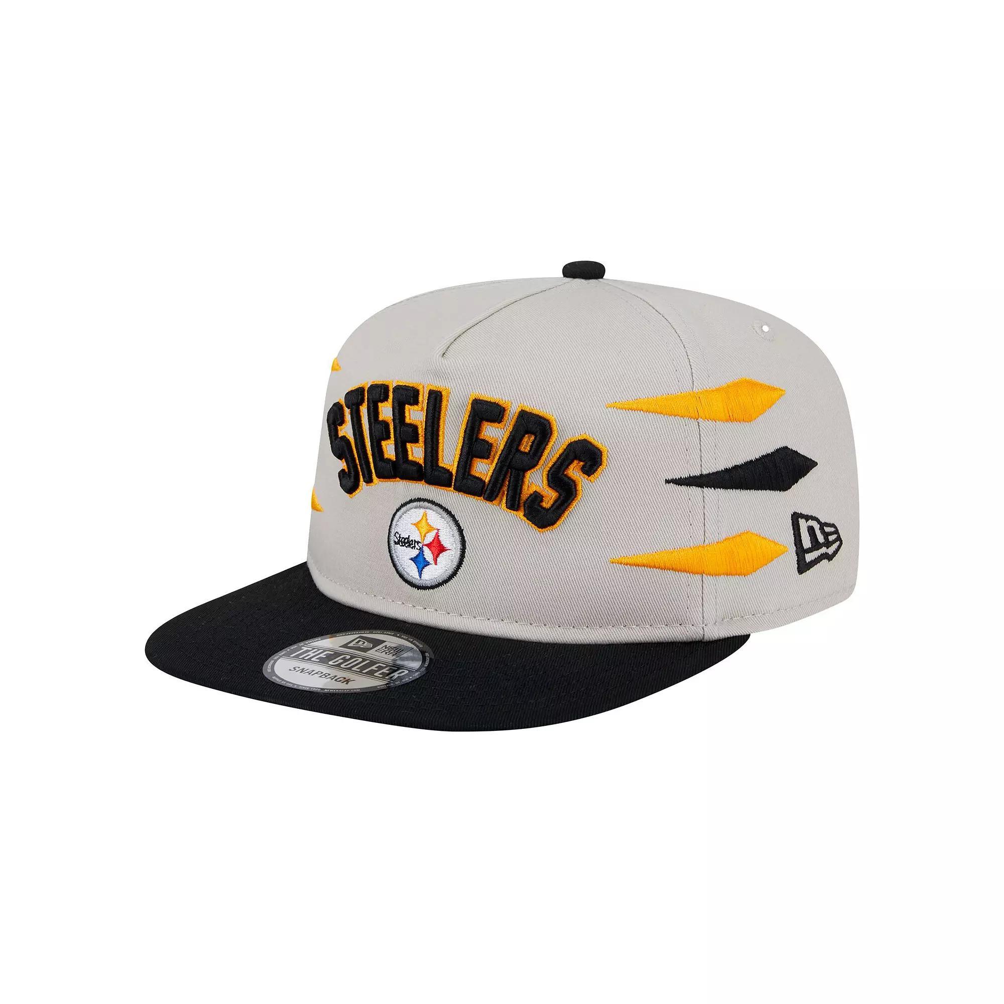 Men's New Era Stone/Black Pittsburgh Steelers Athletic Golfer Snapback Hat, Team Product Image