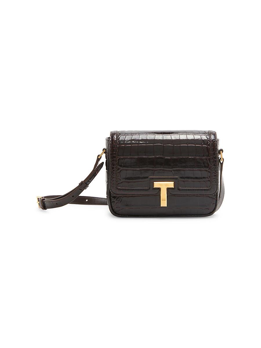 Womens Small Wallis Crocodile-Embossed Leather Shoulder Bag Product Image
