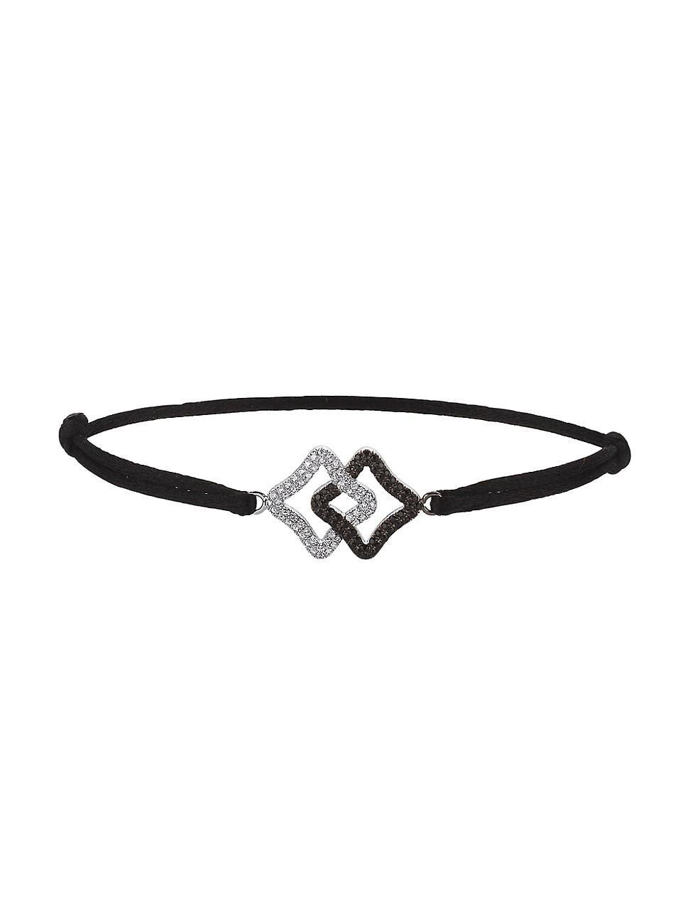 Womens Duality 18K White Gold, Diamond, & Silk Cord Bracelet Product Image