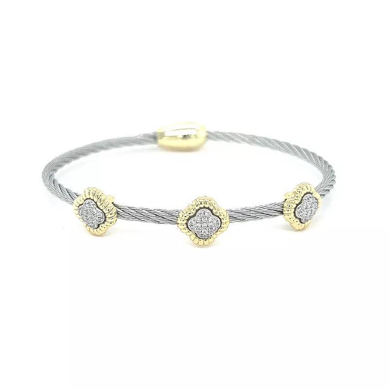 Juvell Two Tone 18k Gold Plated Cubic Zirconia Bangle Bracelet, Women's, Size: 7" Product Image