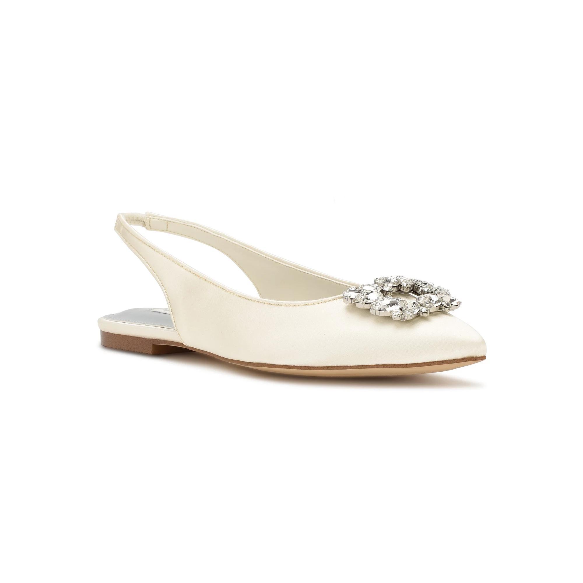 Nine West Blingy Women's Occasion Dress Flats, Size: 5, Ivory Satin Product Image