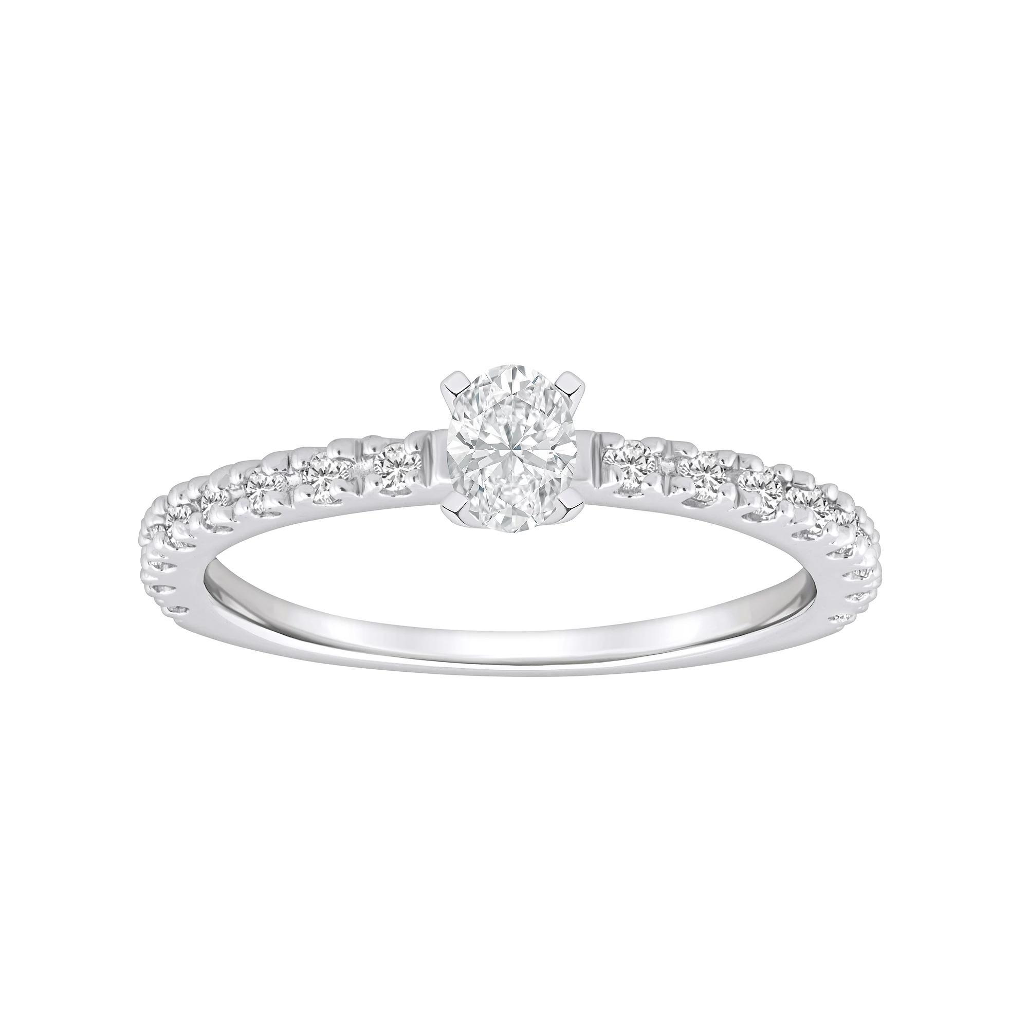 Alyson Layne 14k Gold 1/2 Carat T.W. Diamond Oval-Cut Embellished Band Engagement Ring, Womens 14k Two Tone Rose Gold Product Image