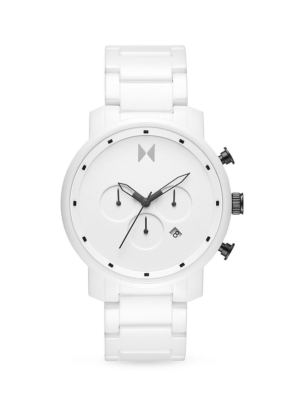 MVMT Mens Chronograph White Ceramic Bracelet Watch Product Image
