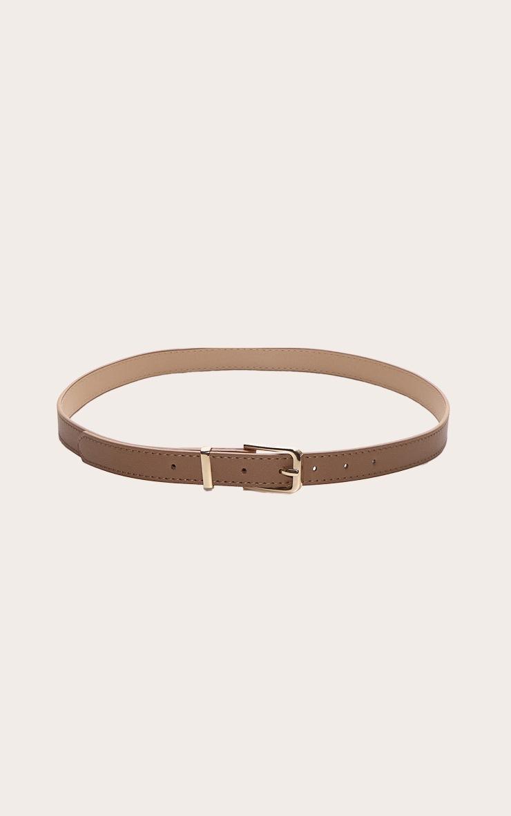 Camel Gold Buckle Slim Belt Product Image
