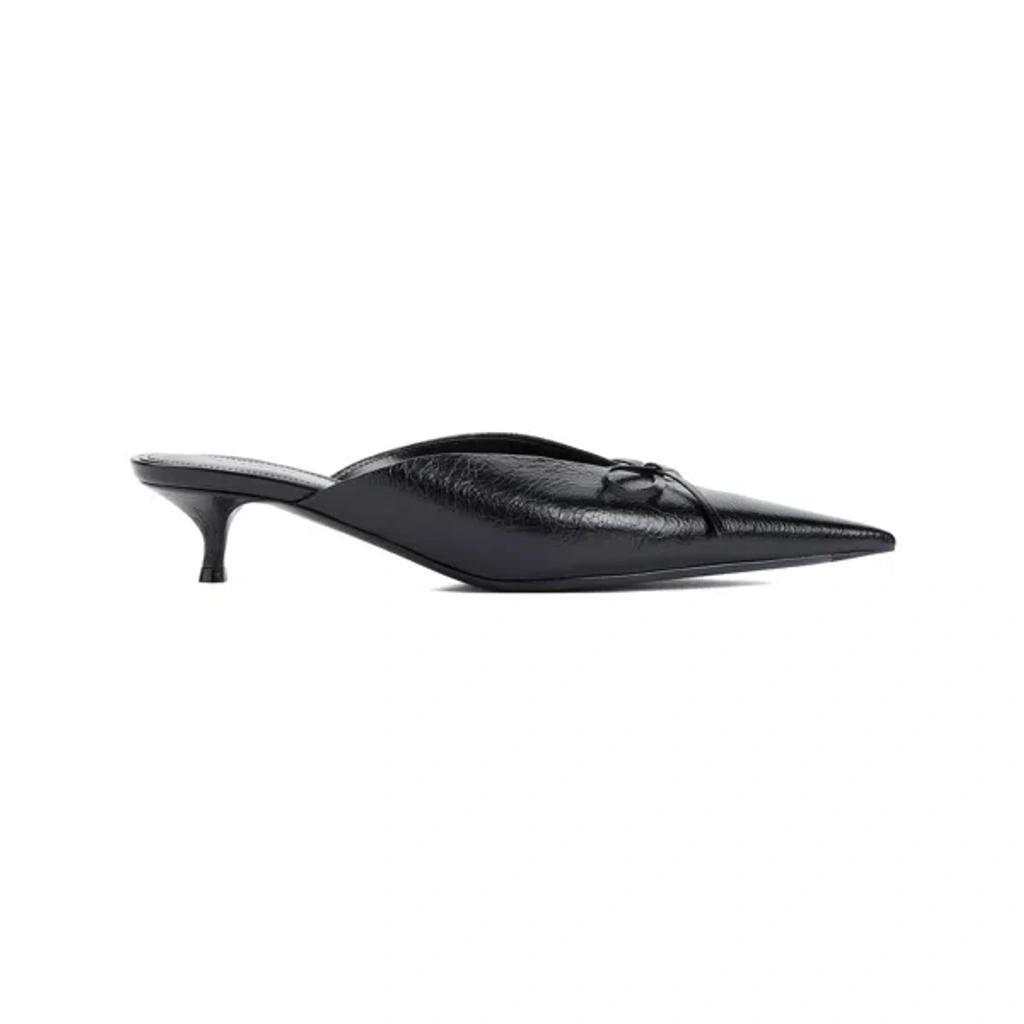 BALENCIAGA 40mm Knife Bow Leather Mules In  Black Product Image