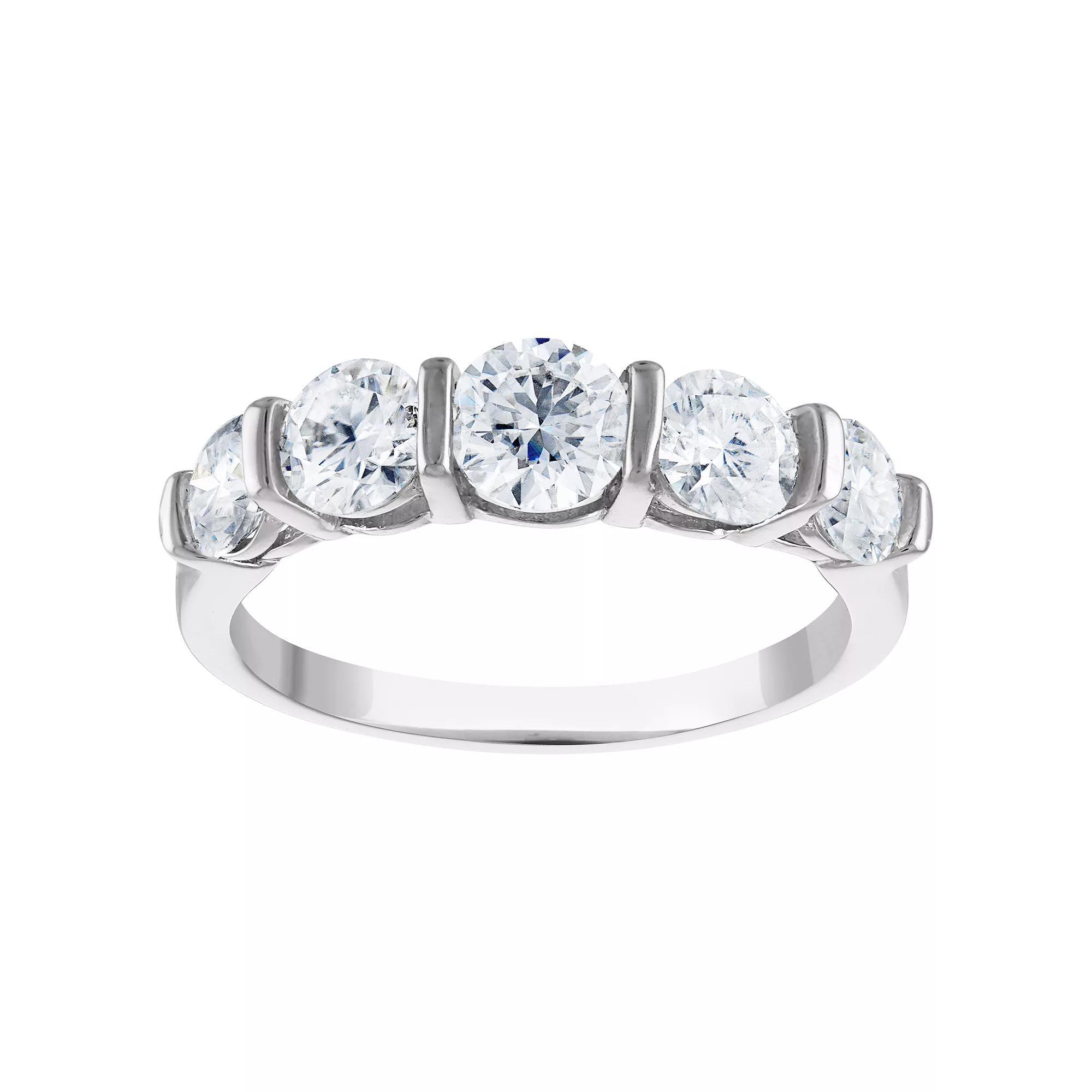 White Lotus Sterling Silver 2 1/3 Carat T.W. Lab-Created Moissanite Engagement Ring, Women's, Size: 5 Product Image