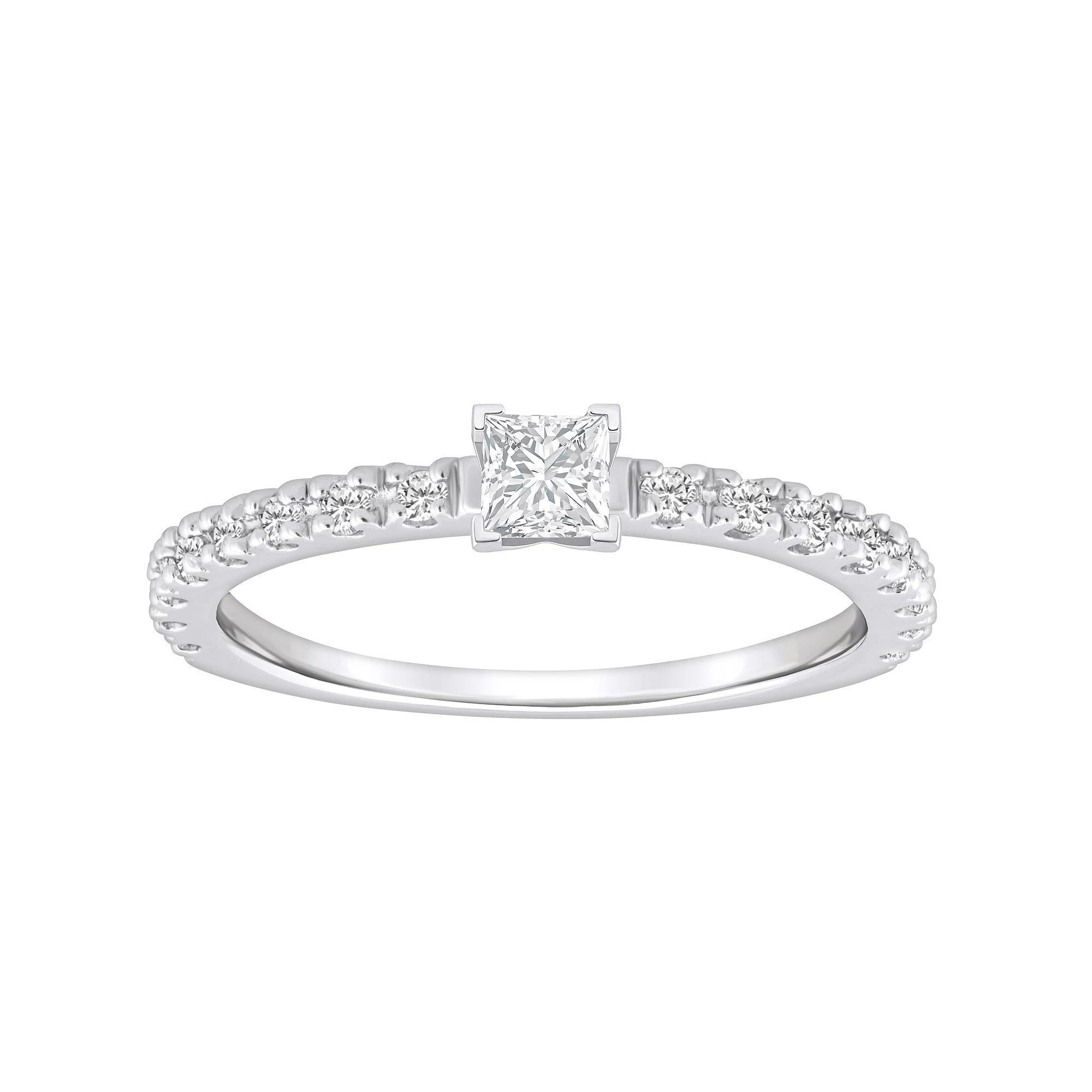 Alyson Layne 14k Gold 1/2 Carat T.W. Diamond Princess Cut Embellished Band Engagement Ring, Womens 14k Two Tone Rose Gold Product Image
