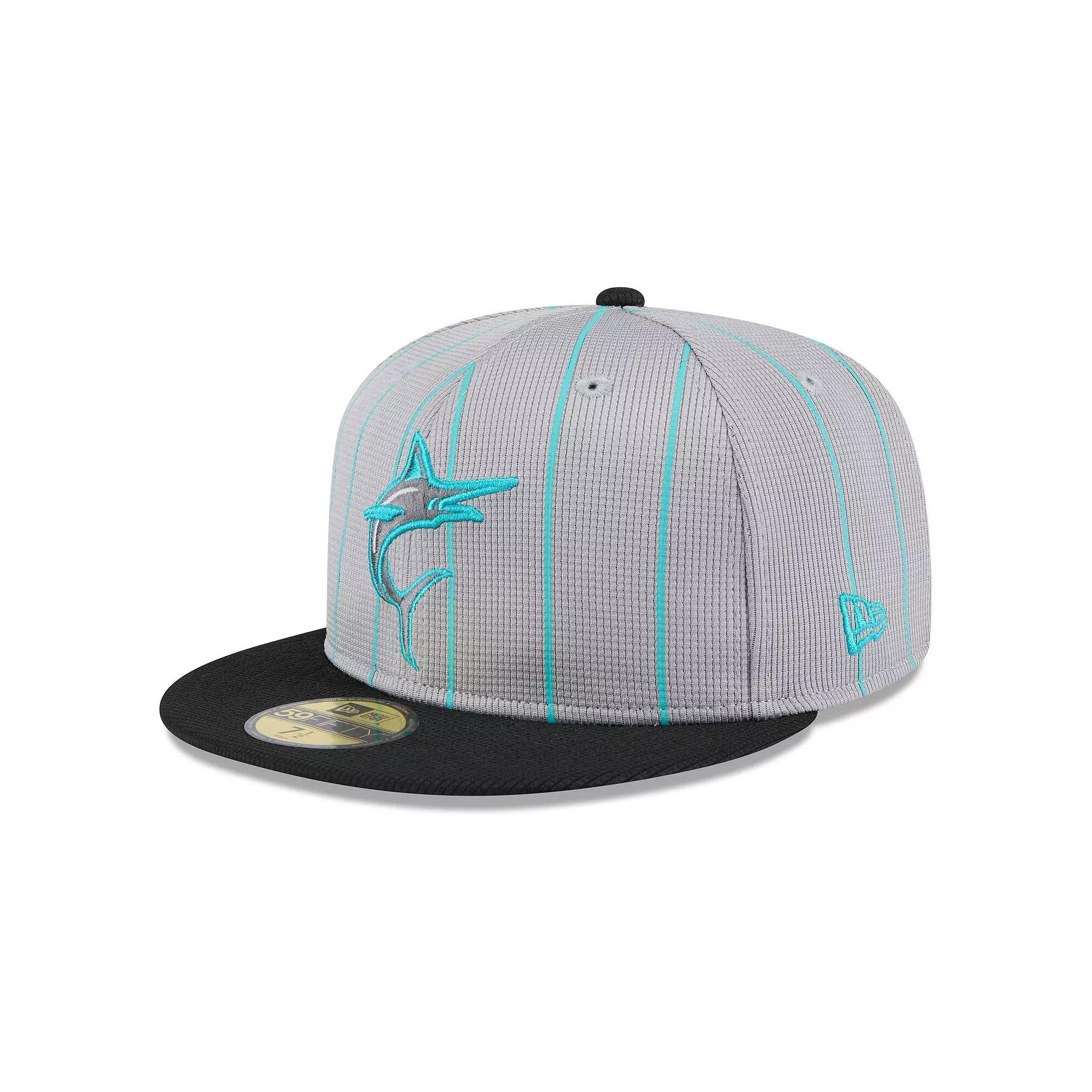 Men's New Era  Gray/Black Miami Marlins 2025 Batting Practice 59FIFTY Fitted Hat, Size: 7 1/8, Grey Product Image