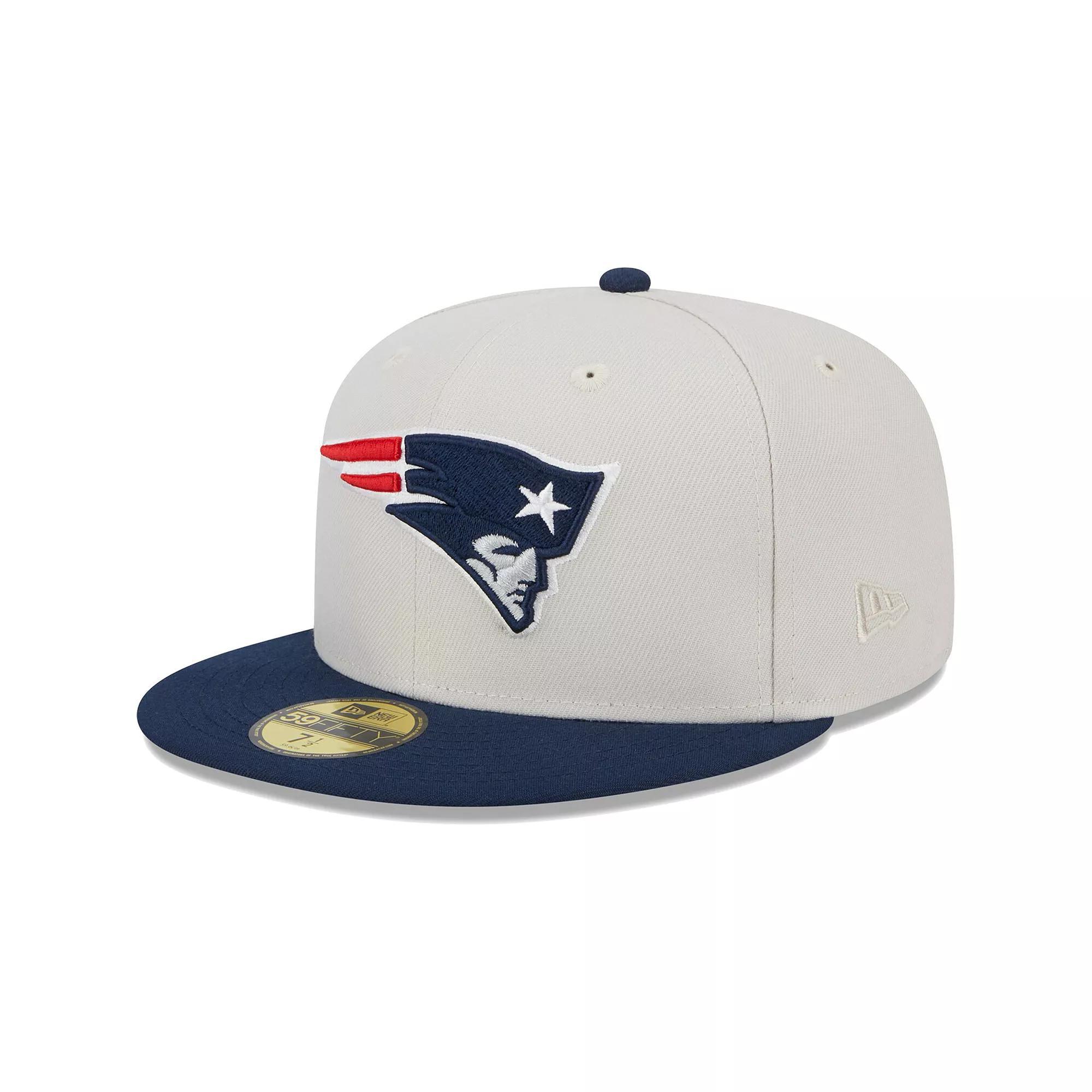 Men's New Era Khaki/Navy New England Patriots Super Bowl Champions Patch 59FIFTY Fitted Hat, Size: 7 7/8, Beig K Product Image