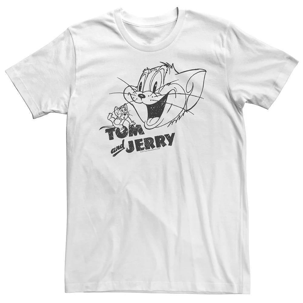 Big & Tall Tom And Jerry Sketch Vintage Tee, Men's, Size: 4XL, White Product Image