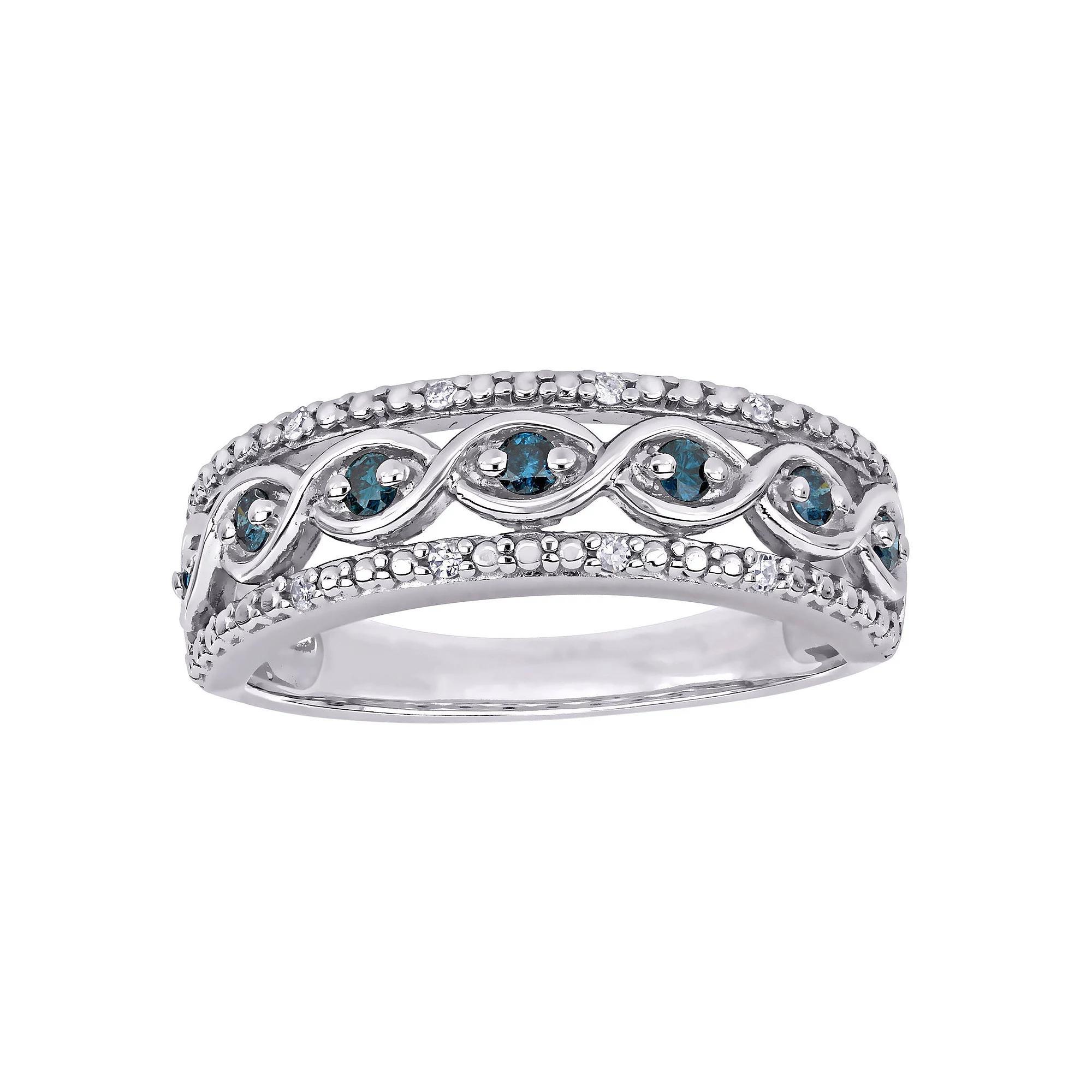 Stella Grace Sterling Silver 1/4 Carat T.W. Blue & White Diamond Infinity Ring, Women's, Size: 8 Product Image