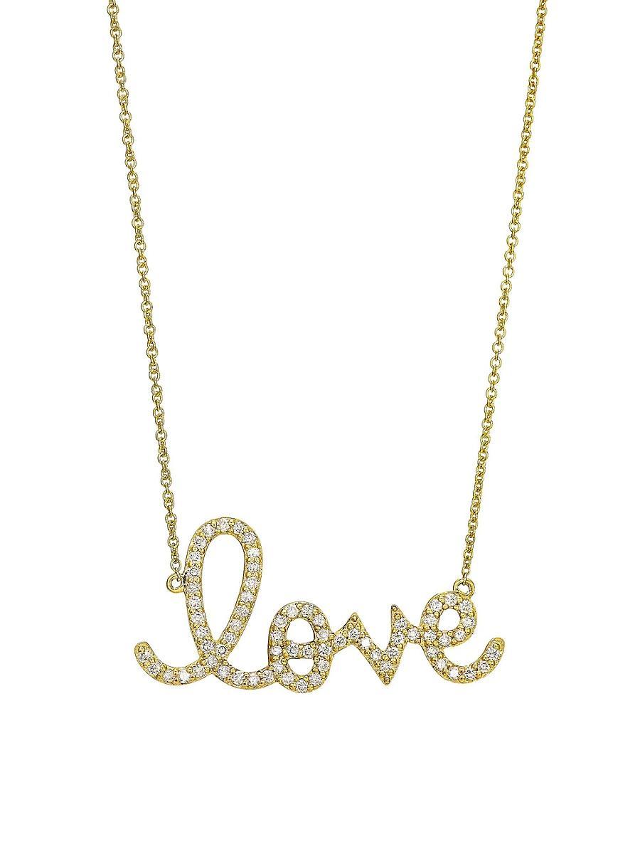 Large 14k Yellow Gold & Diamond Love Necklace Product Image