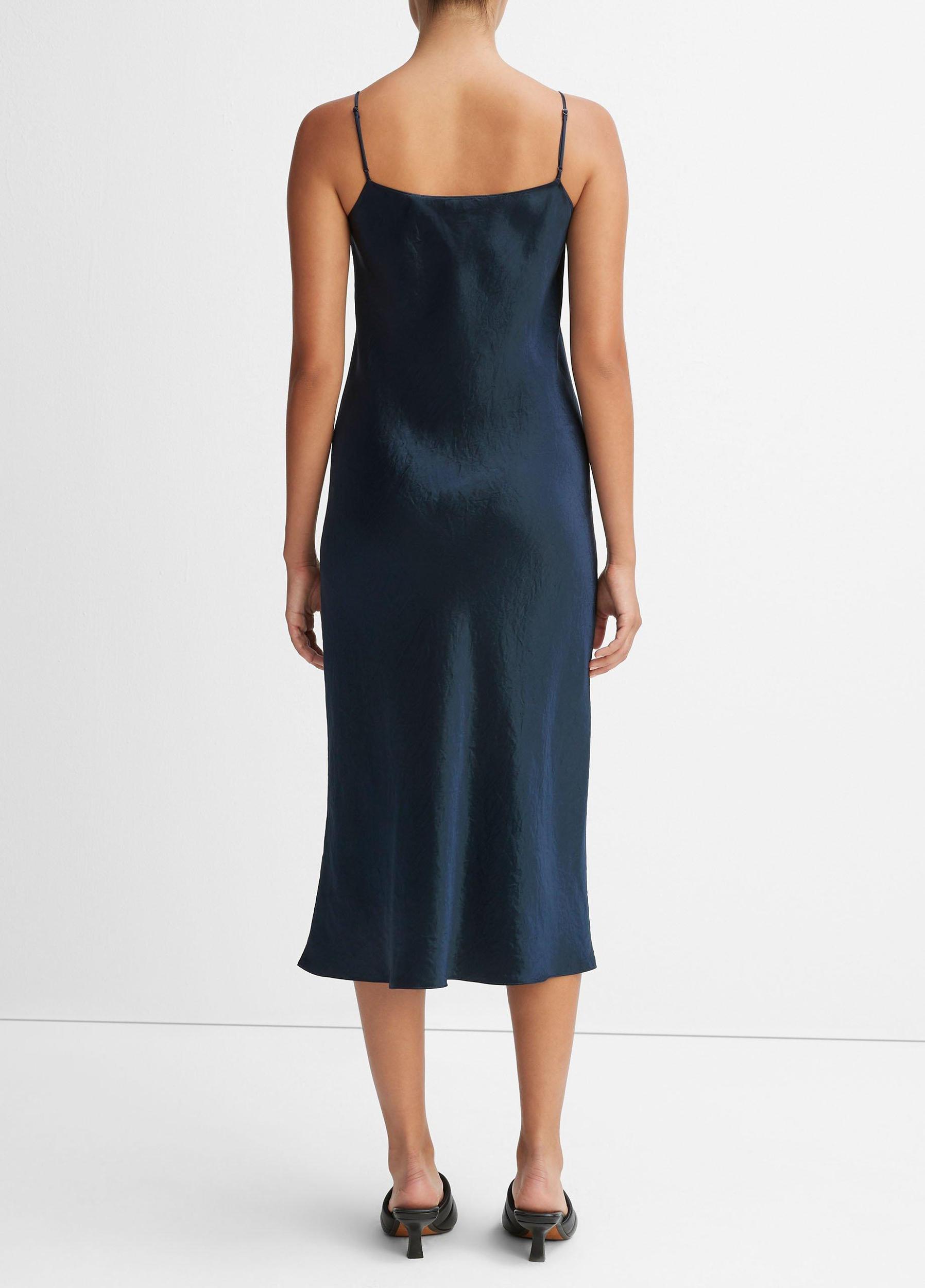 Womens Satin Slip Dress, Black, Size L Vince Product Image