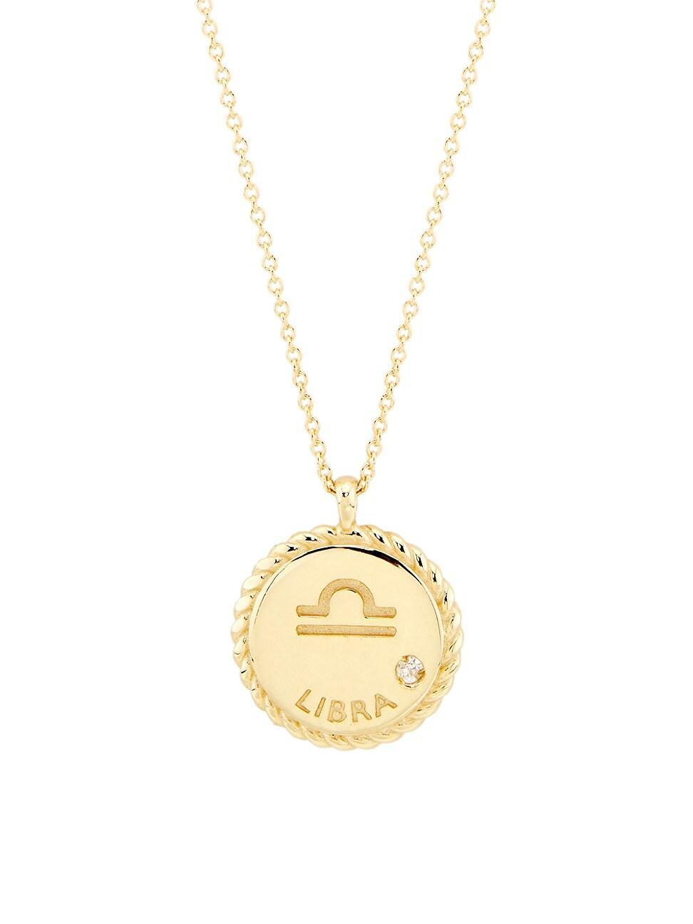 Womens 14K Gold & Diamond Star Sign Pendant Necklace Product Image