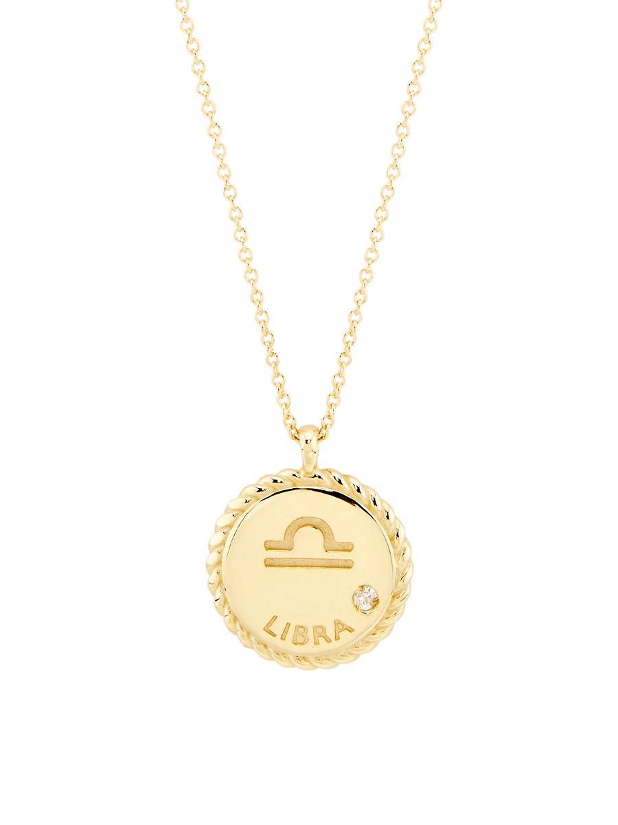 Womens 14K Gold & Diamond Star Sign Pendant Necklace Product Image