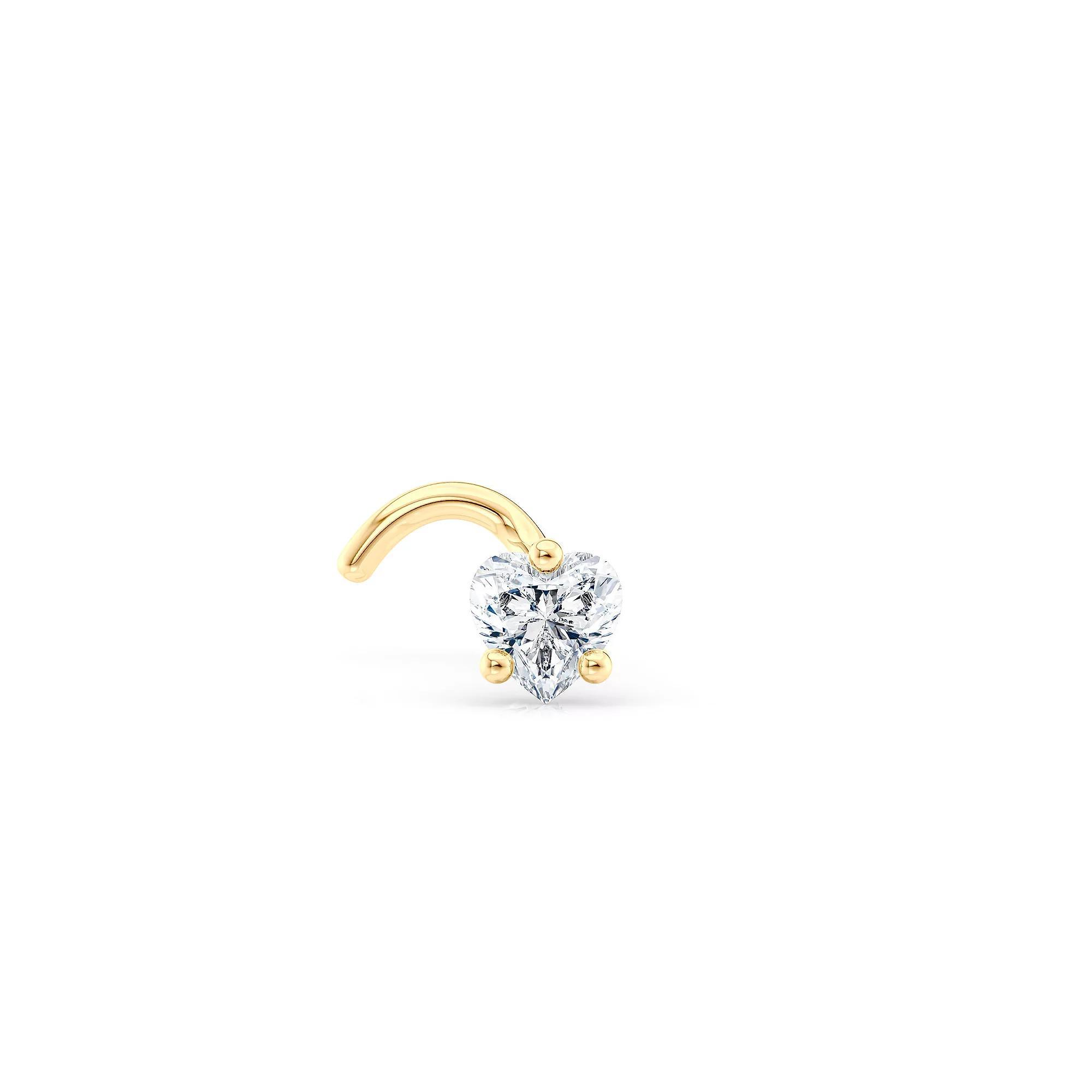 Lila Moon 14k Gold Heart Cubic Zirconia Curved Nose Ring, Women's Product Image