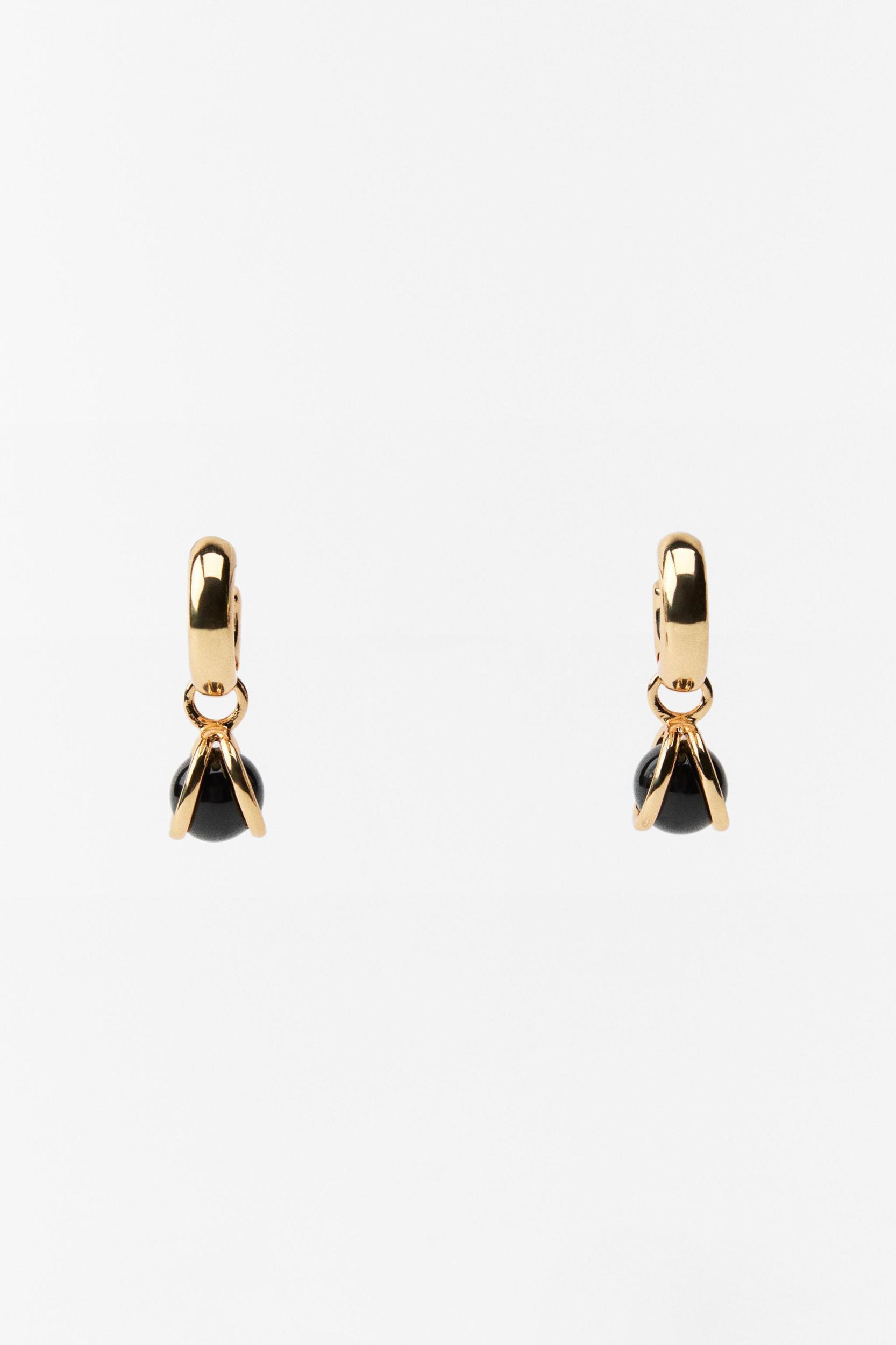 TEXTURED BOBBLE HOOP EARRINGS Product Image