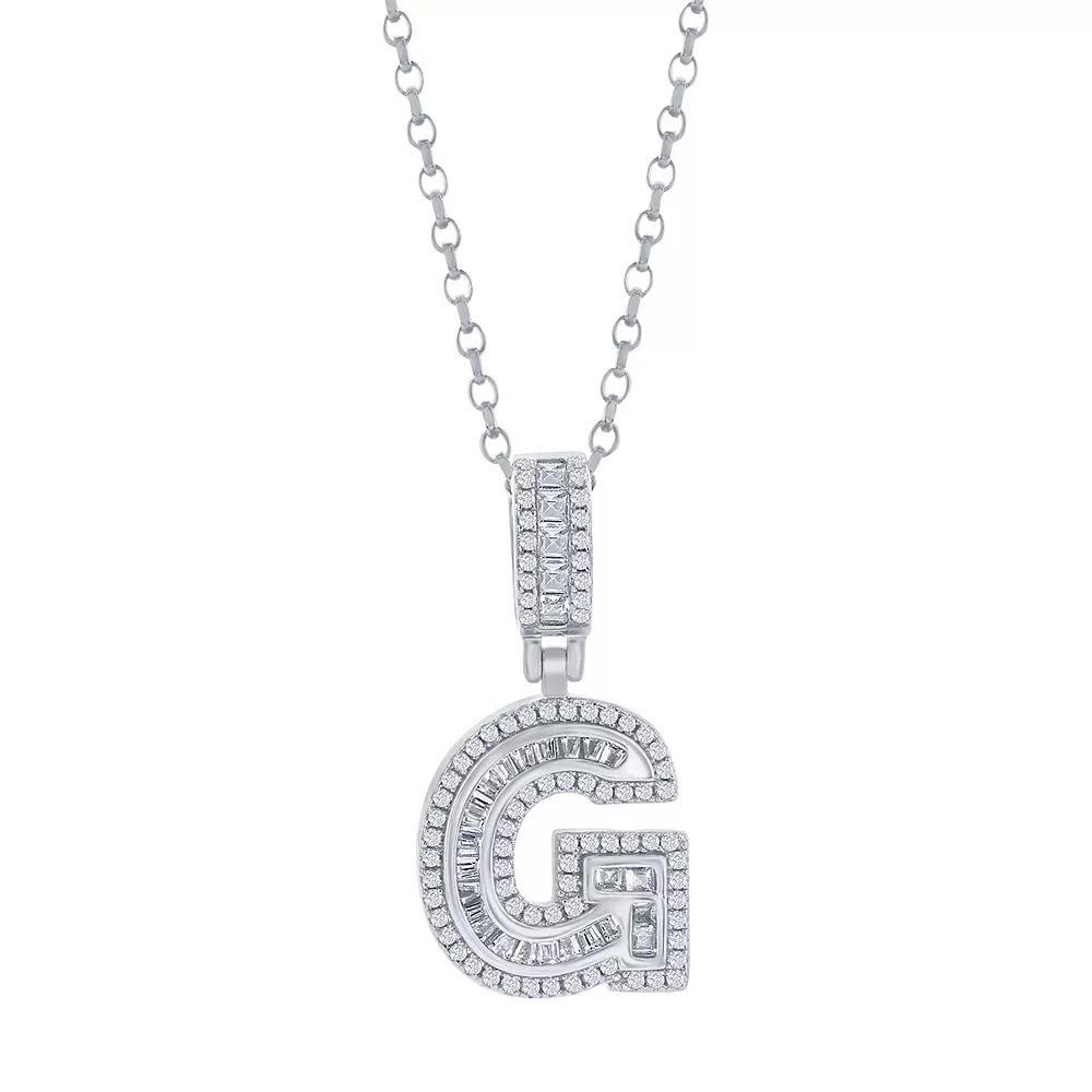 Argento Bella Sterling Silver Cubic Zirconia Initial Pendant Necklace, Women's, Size: 18", Sterling E Product Image