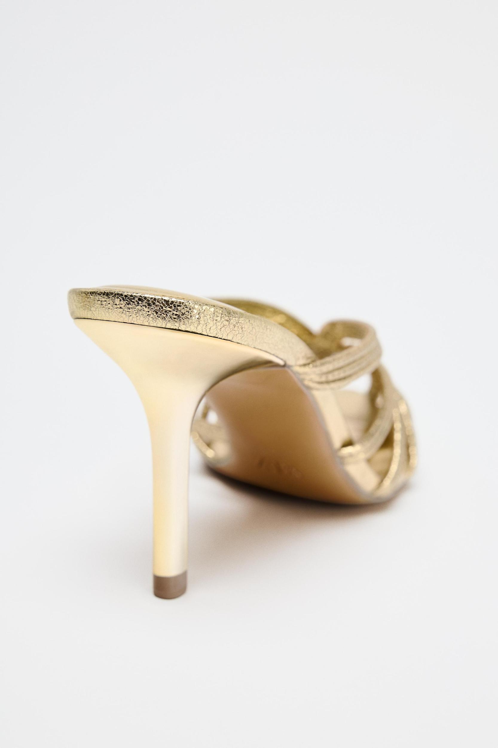 METALLIC EFFECT STILETTO HEEL SANDALS Product Image