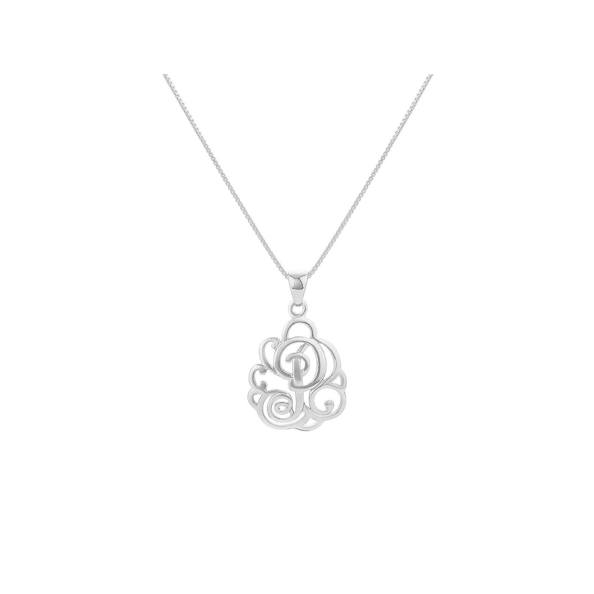 PRIMROSE Sterling Silver Monogram Initial Pendant Necklace, Women's, Size: 18", Silver Tone F Product Image