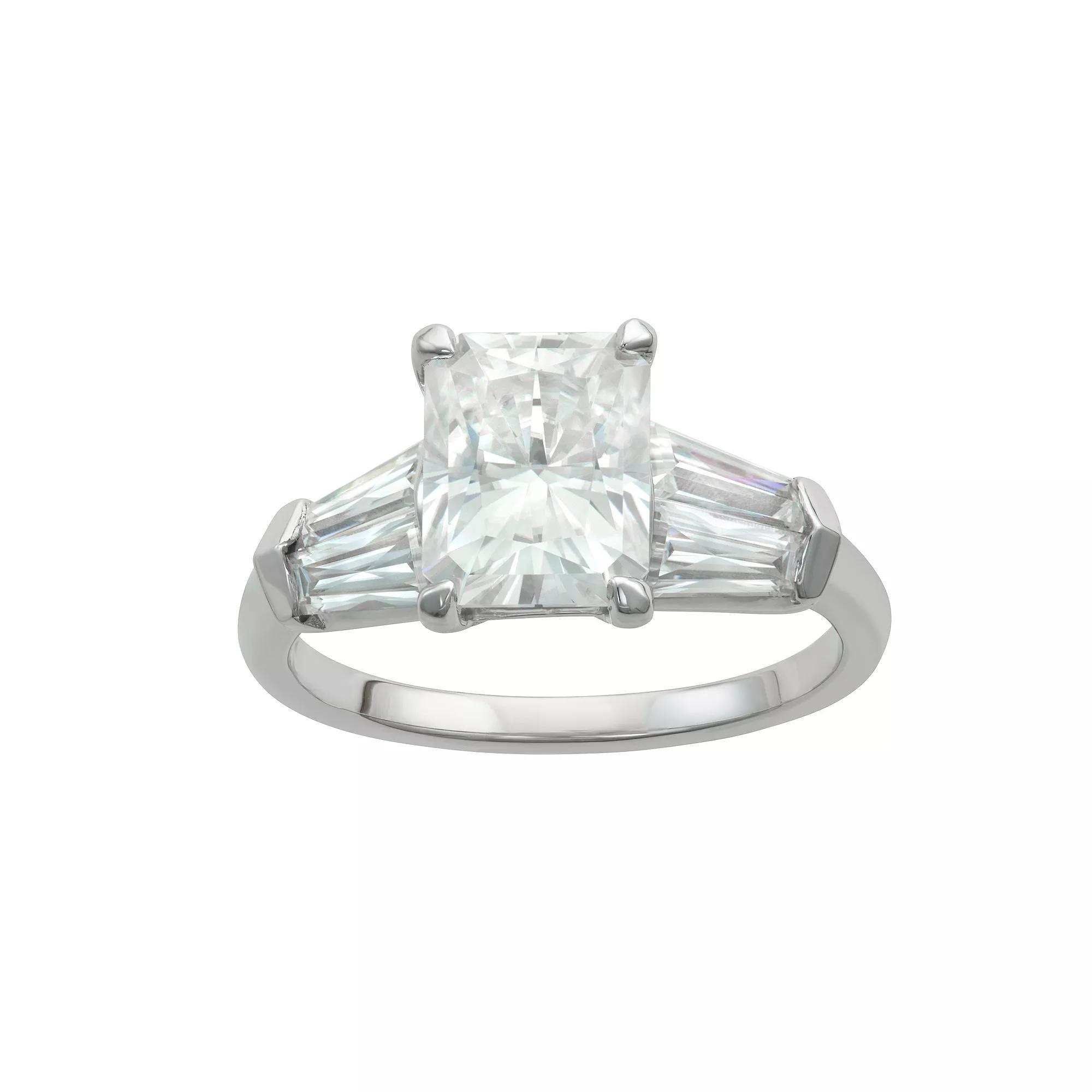 Charles & Colvard 14k Gold 3 7/8 Carat T.W. Radiant Cut Lab-Created Moissanite Engagement Ring, Women's, White Product Image