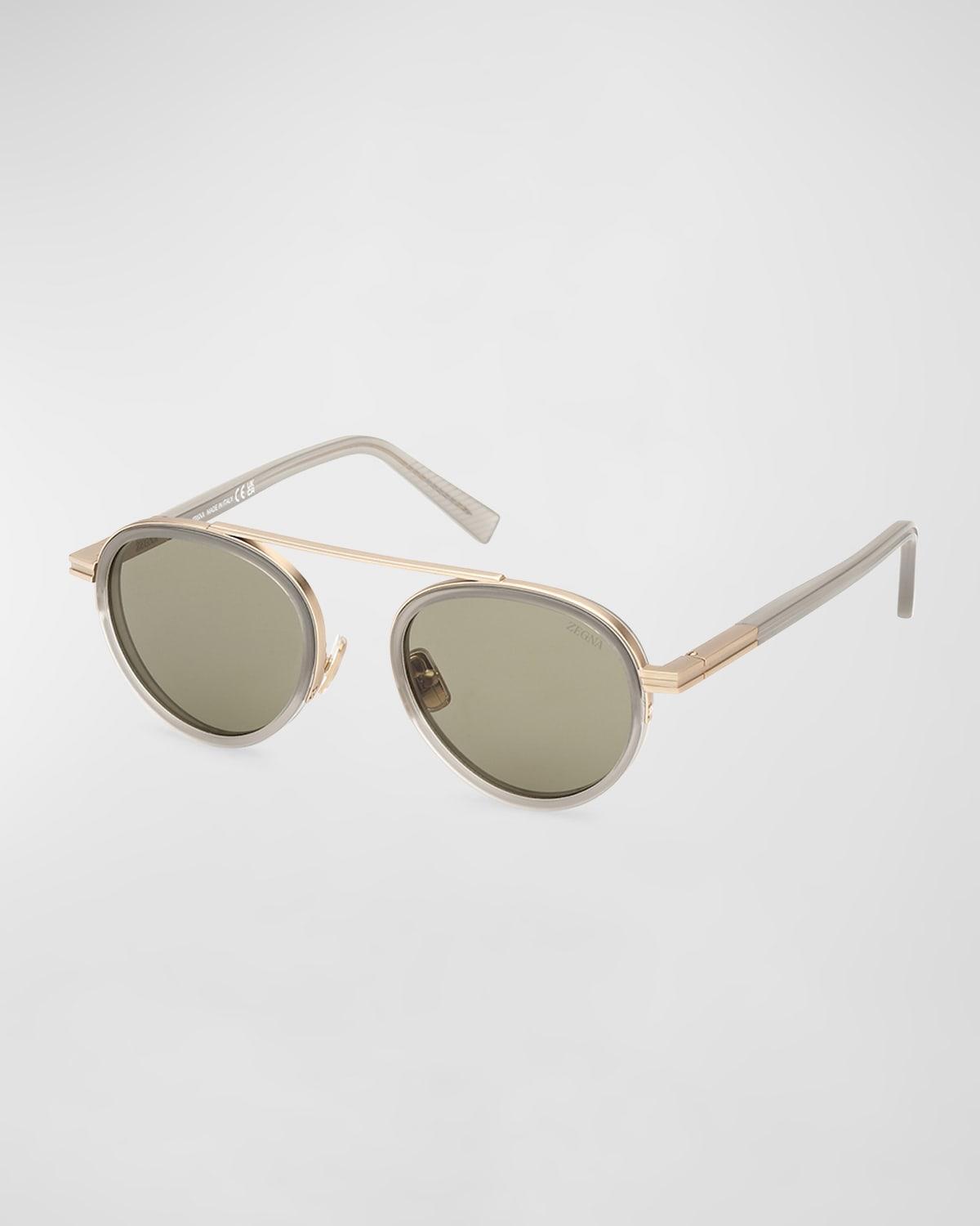 Mens ORIZZONTE II Metal-Acetate Round Sunglasses Product Image