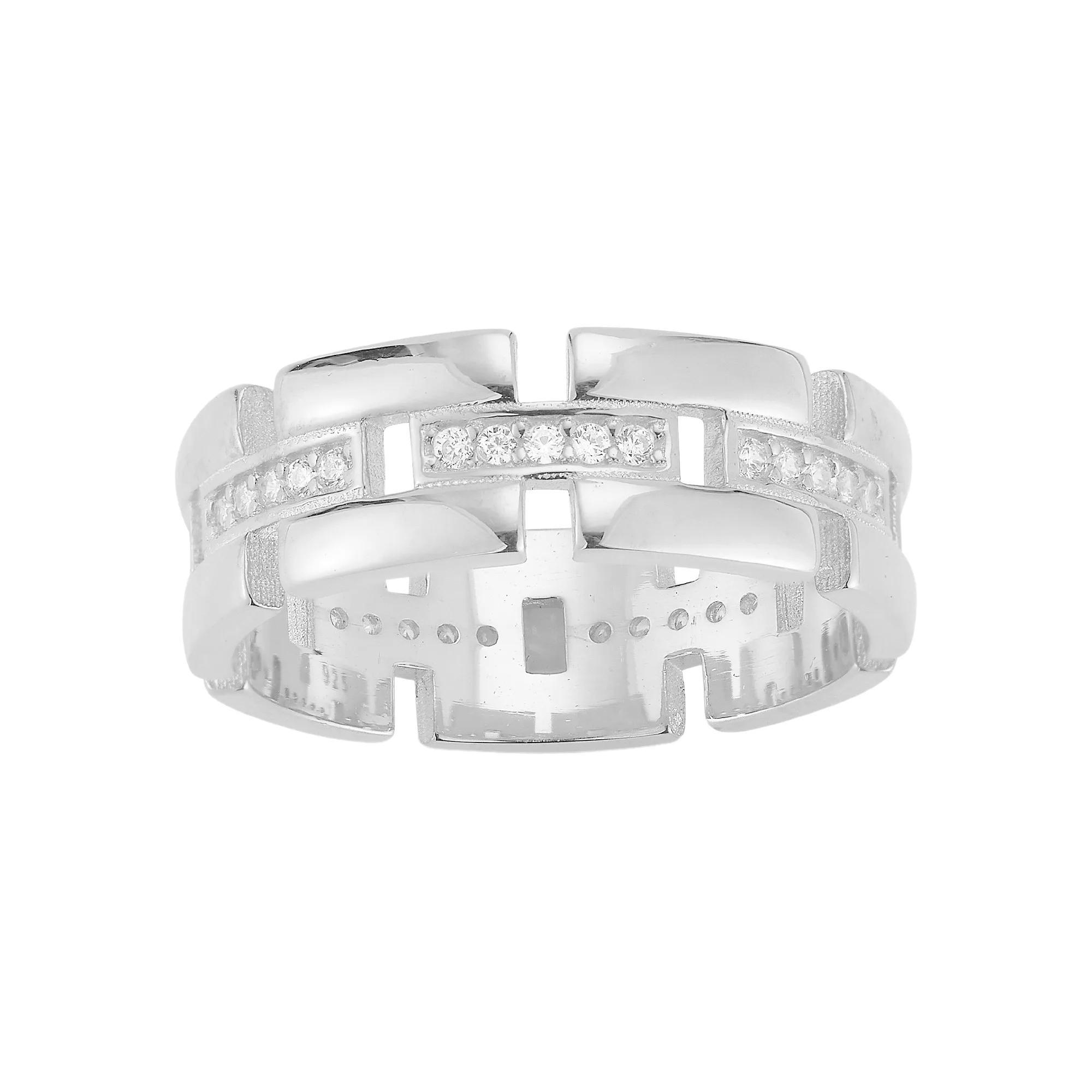 Sunkissed Sterling Cubic Zirconia Link Ring, Women's, Size: 8, Silver Tone Product Image