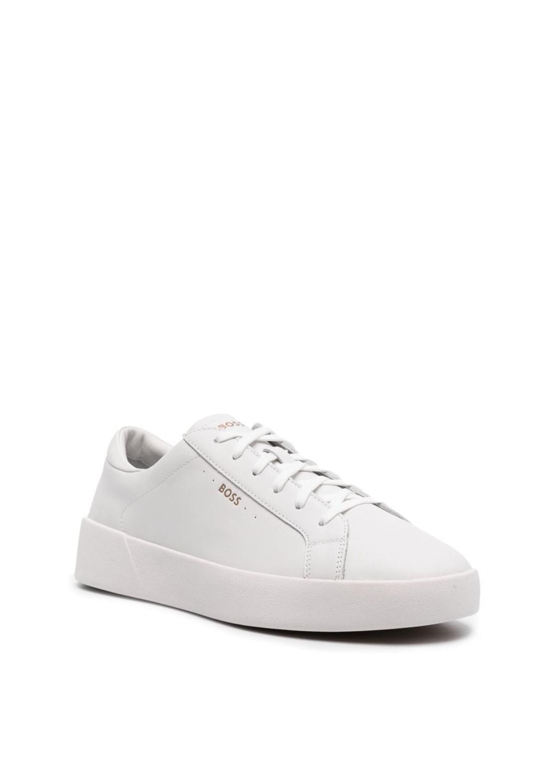 HUGO BOSS Lace-up Leather Sneakers In White Product Image