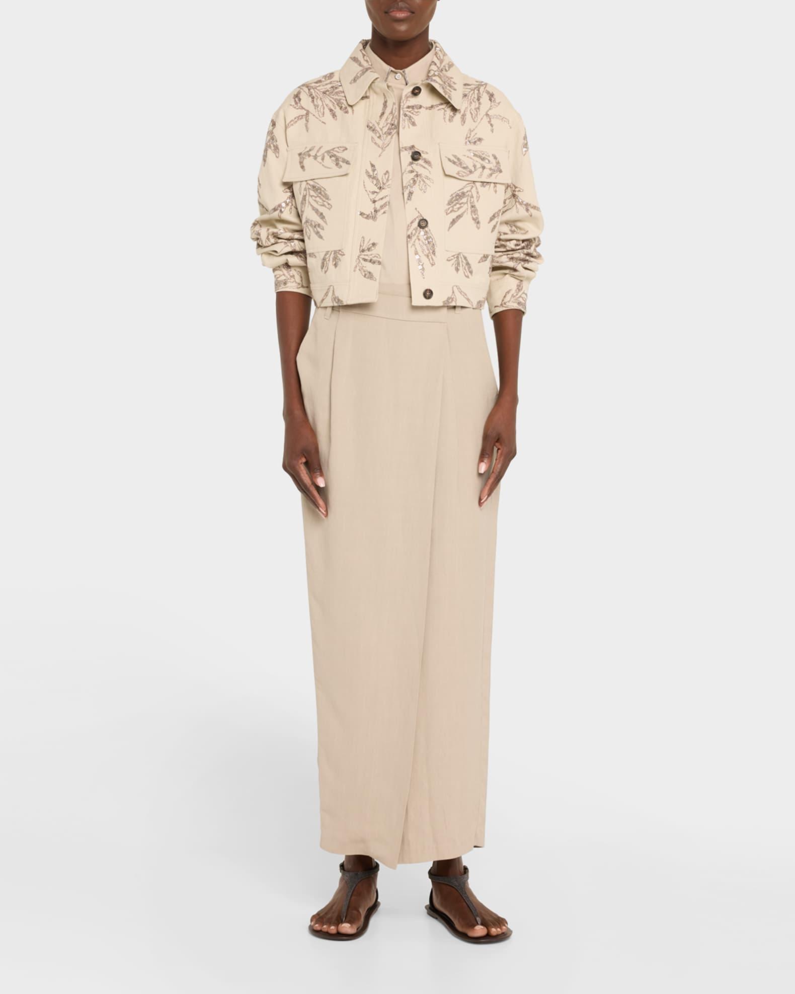 Herbarium Paillette Embroidered Canvas Crop Shirt Jacket Product Image