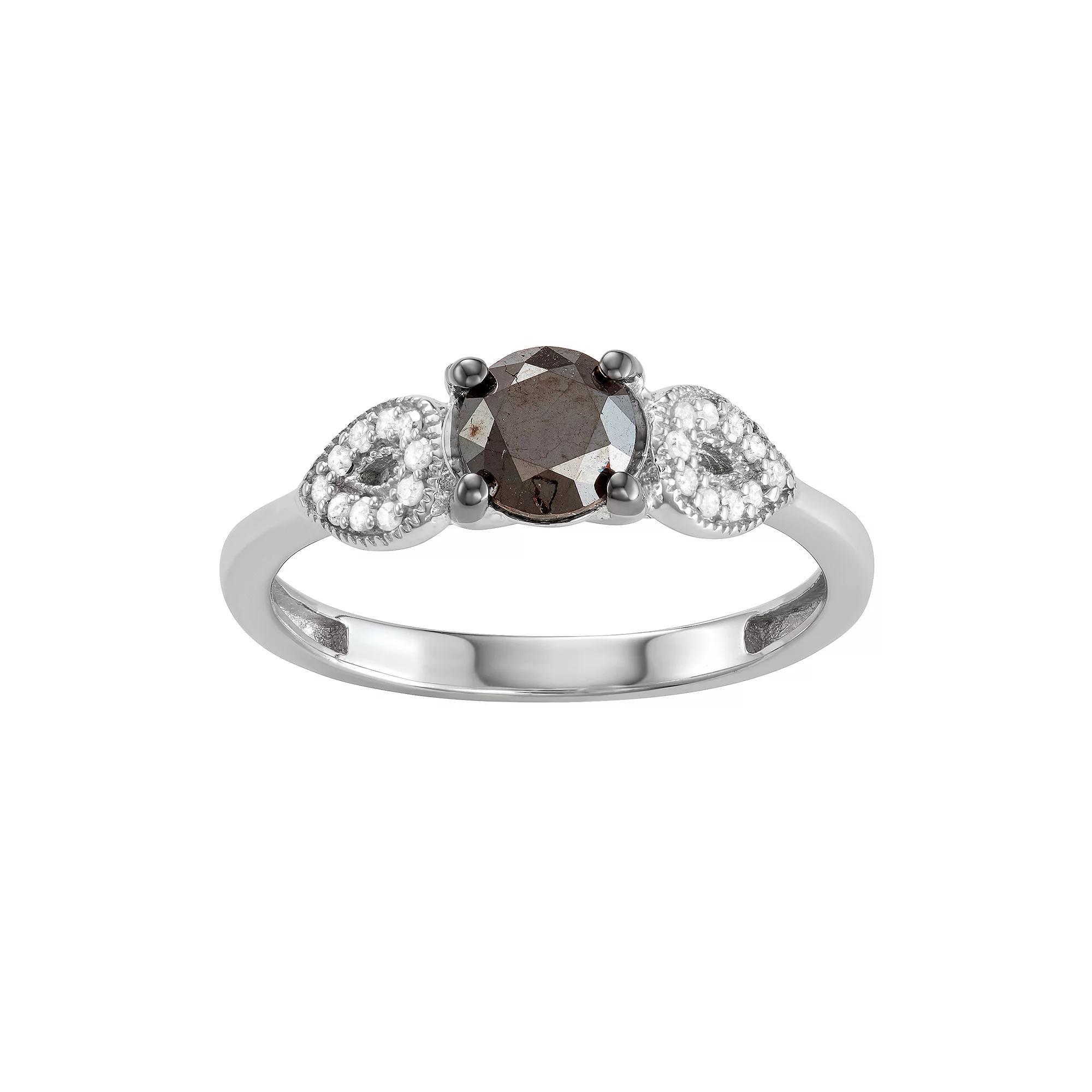 Jewelexcess Sterling Silver 1 C.T. Black & White Diamond Ring, Women's, Size: 6, Silvertone Product Image