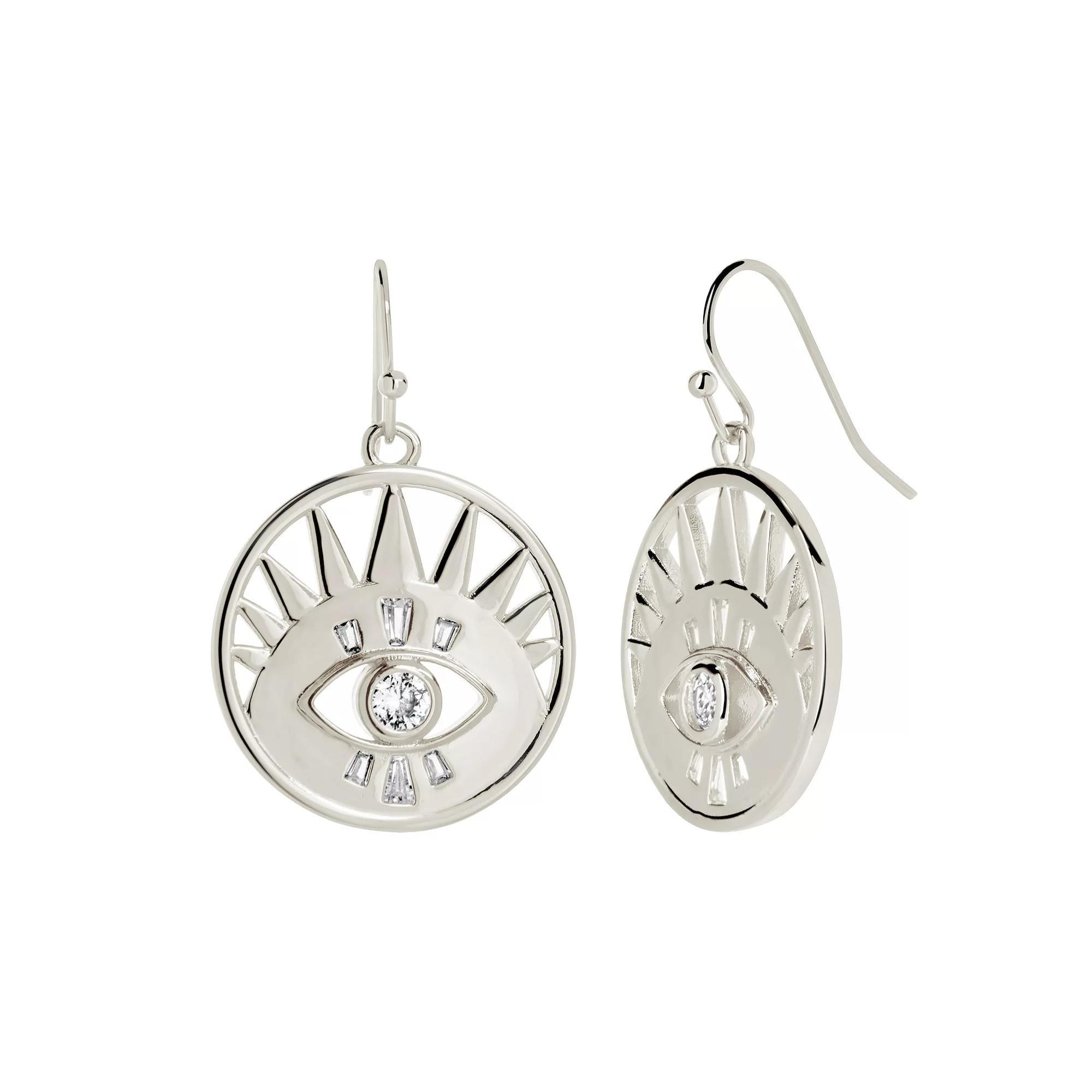 MC Collective Evil Eye Drop Earrings, Women's, Silver Tone Product Image
