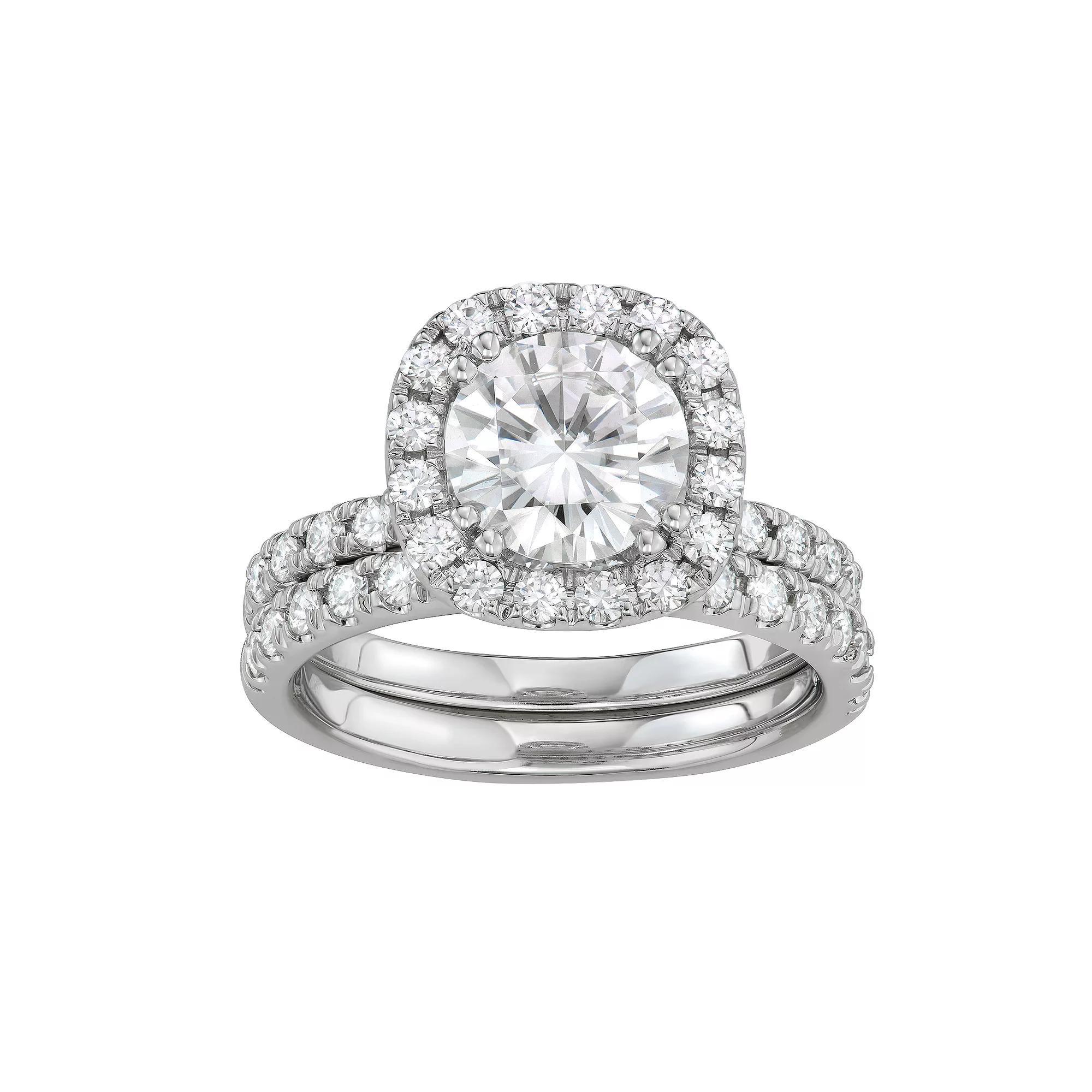 Charles & Colvard 14K White Gold 2 7/8 Carat T.W. Lab-Created Moissanite Bridal Set, Women's, Size: 6, 14k Whgold Product Image