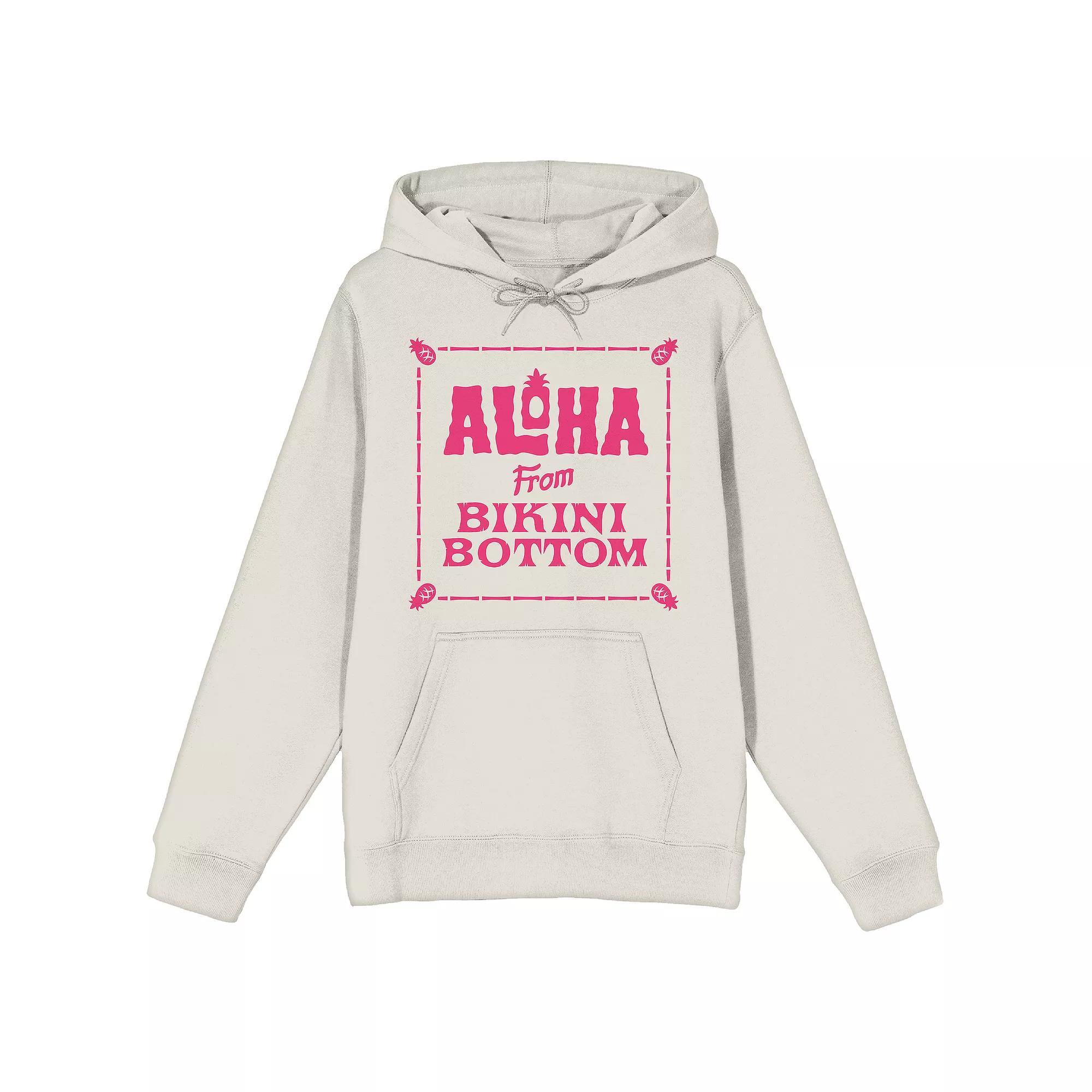 Mens SpongeBob SquarePants Aloha Hoodie Beige Product Image