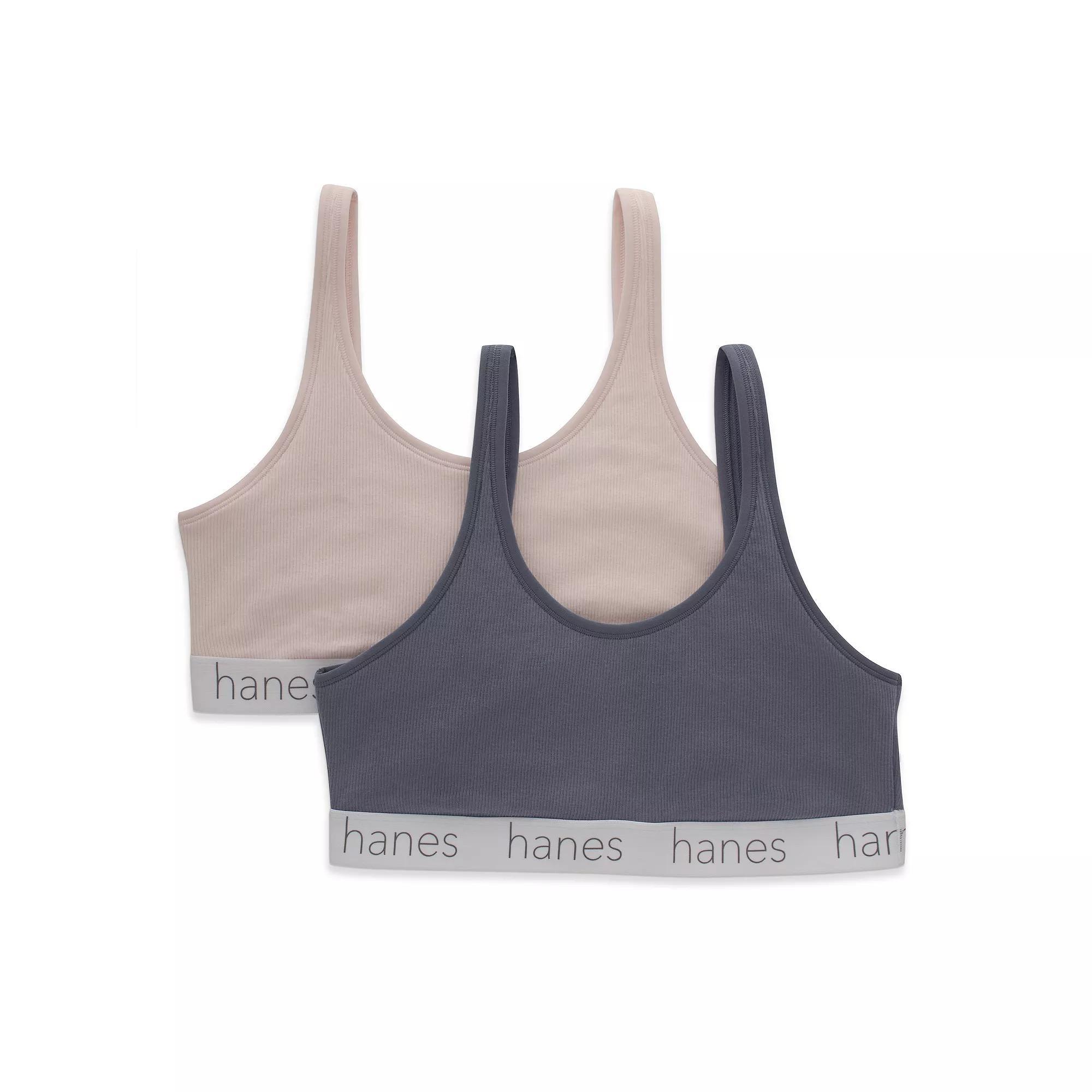 Hanes Originals Ultimate 2-Pack Stretch Cotton Scoop Bralette DHO102, Womens Product Image