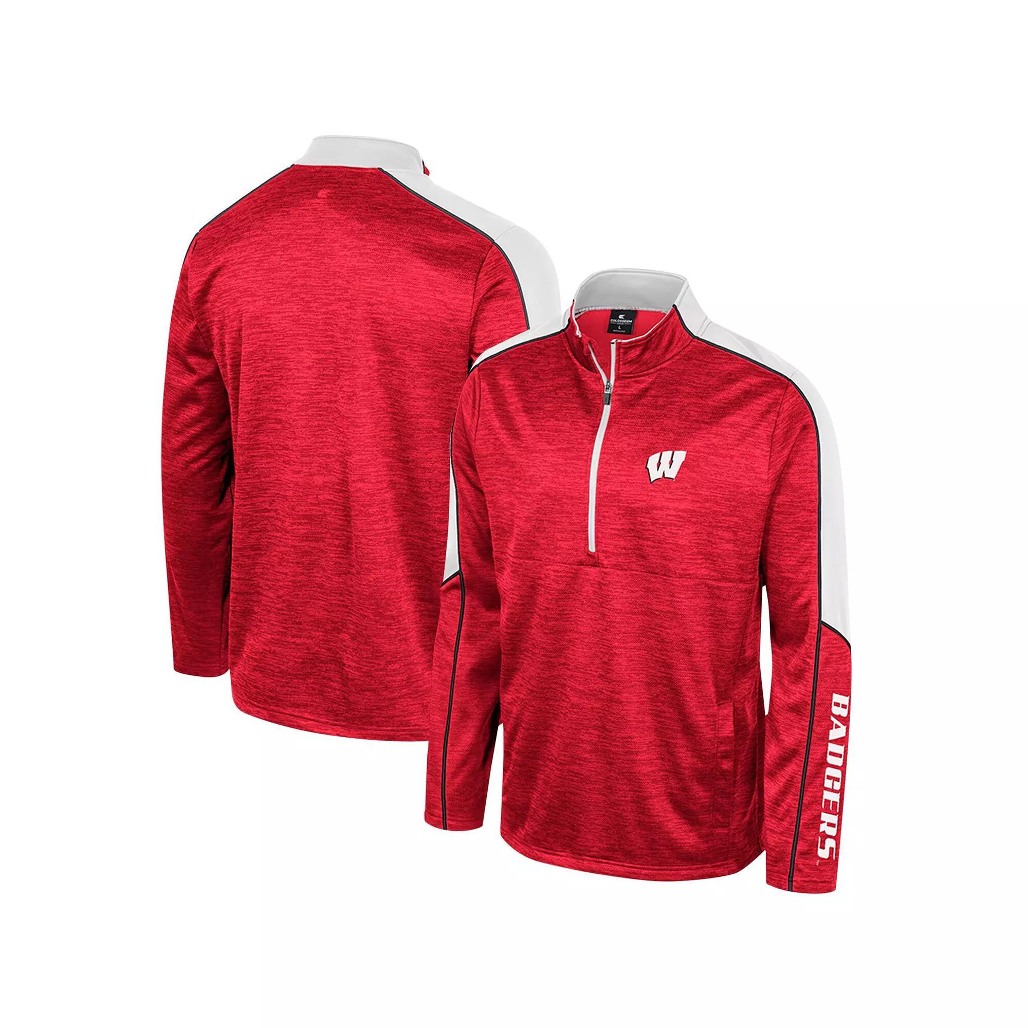 Mens Colosseum Wisconsin Badgers Marled Half-Zip Jacket Product Image