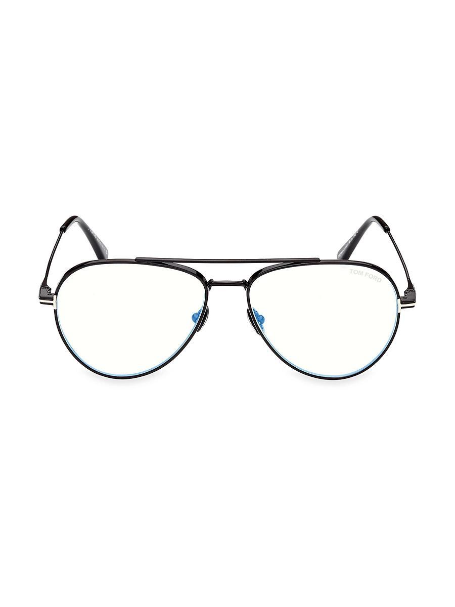 Mens Aviator 56MM Blue Filter Eyeglasses Product Image