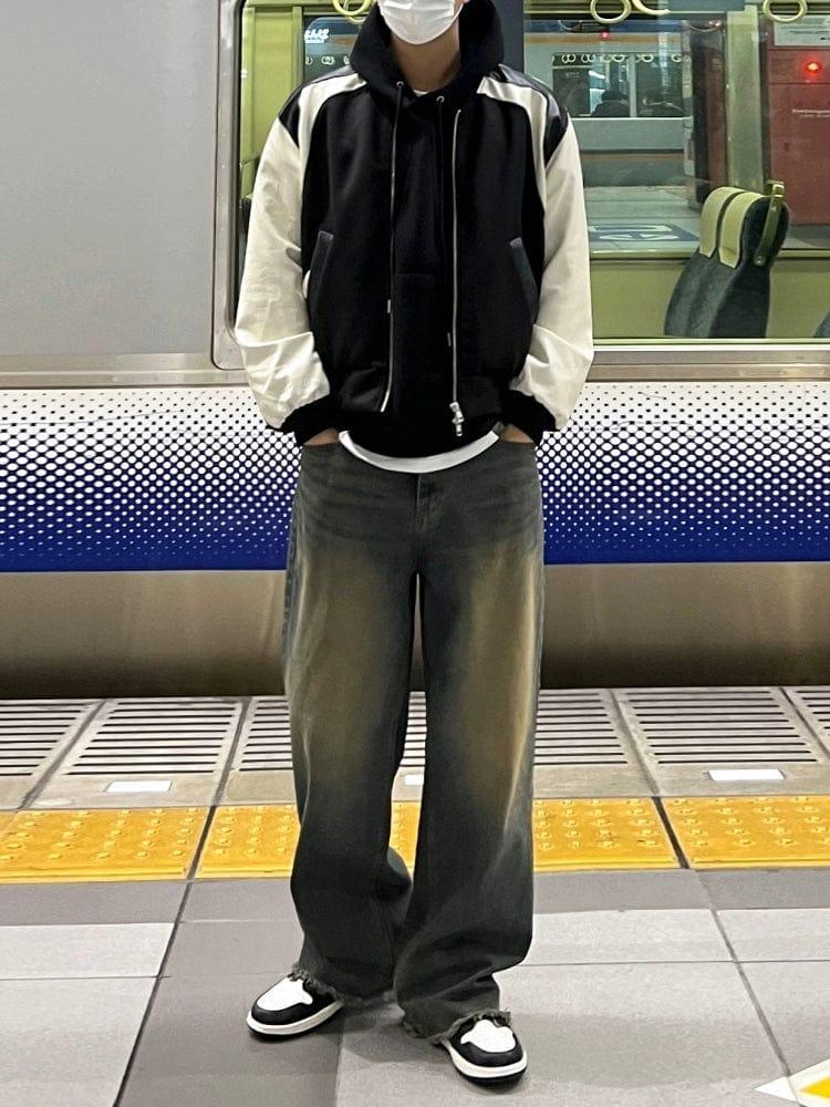 RT No. 11165 CONTRAST ZIP-UP LEATHER JK Product Image
