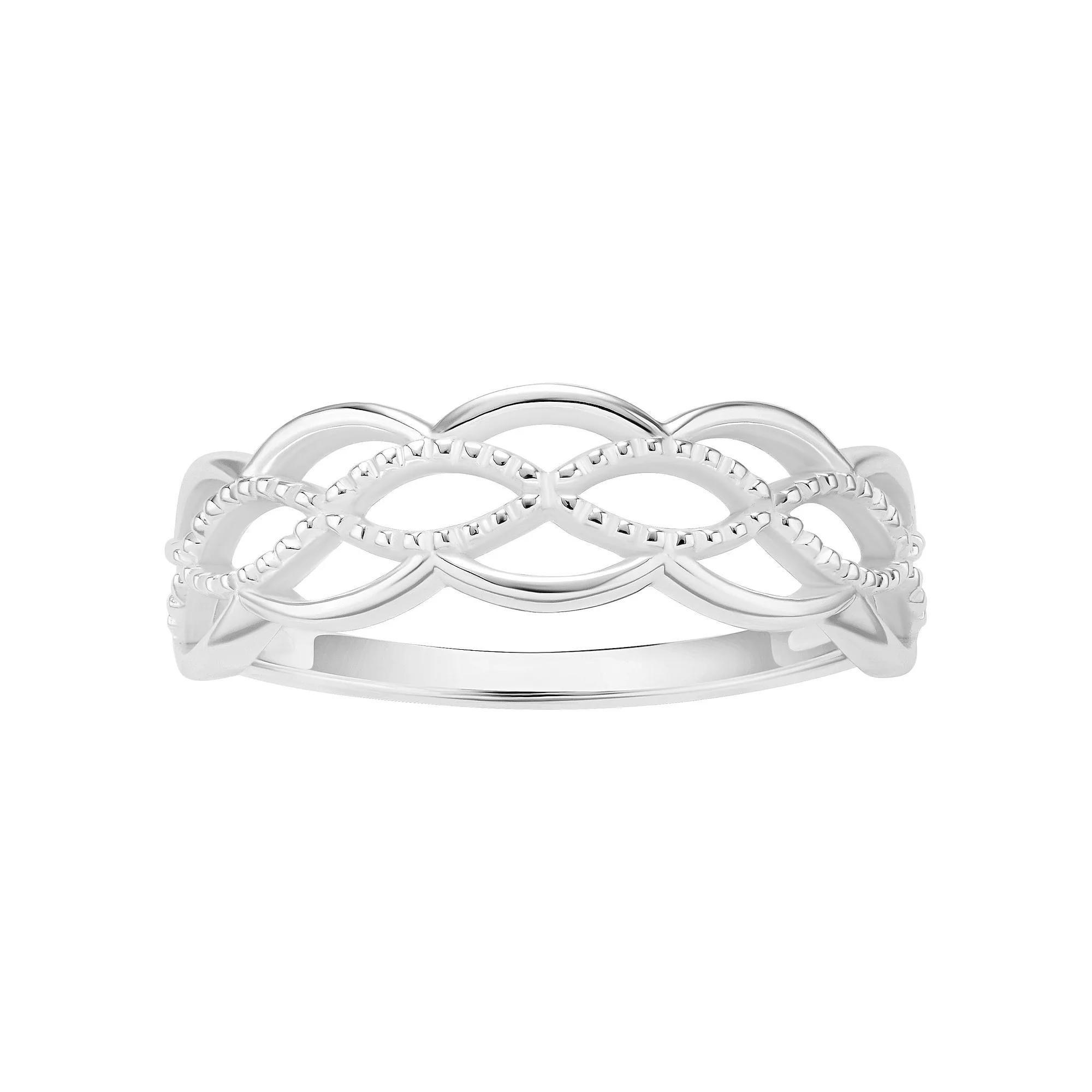 PRIMROSE Sterling Silver Beaded Rope Band Ring, Women's, Size: 9 Product Image