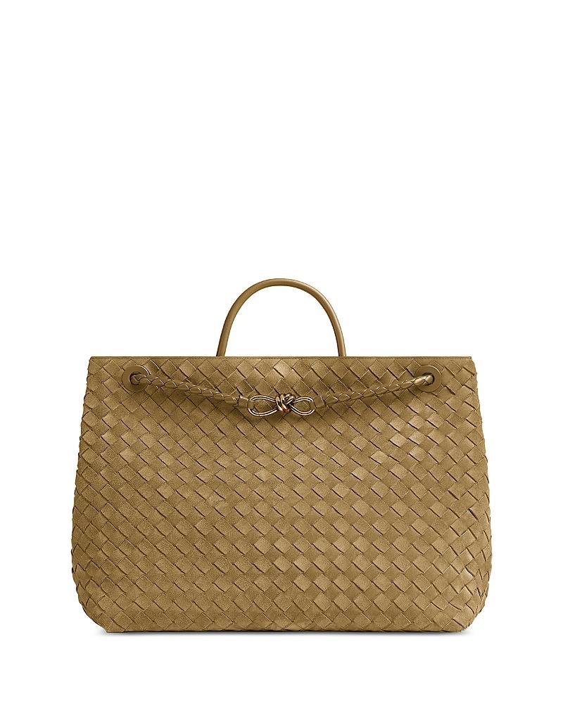Womens Large Andiamo Intrecciato Suede Top-Handle Bag Product Image