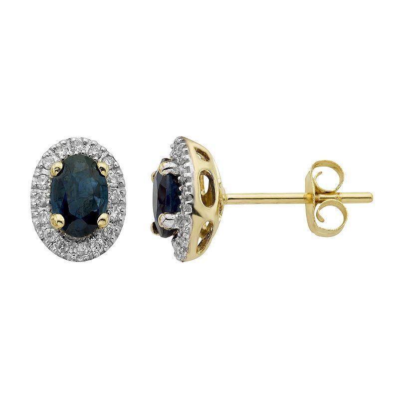 14k Rose Gold 1/6 Carat T.W. IGL Certified Diamond & Sapphire Oval Stud Earrings, Women's, Pink Product Image