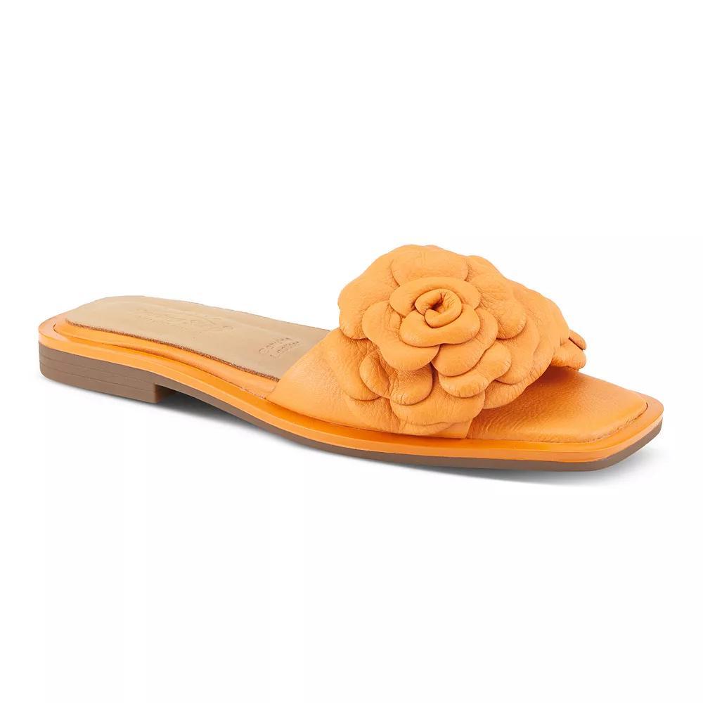 Spring Step Domonique Women's Leather Flower Slide Sandals, Size: 37, Orange Product Image