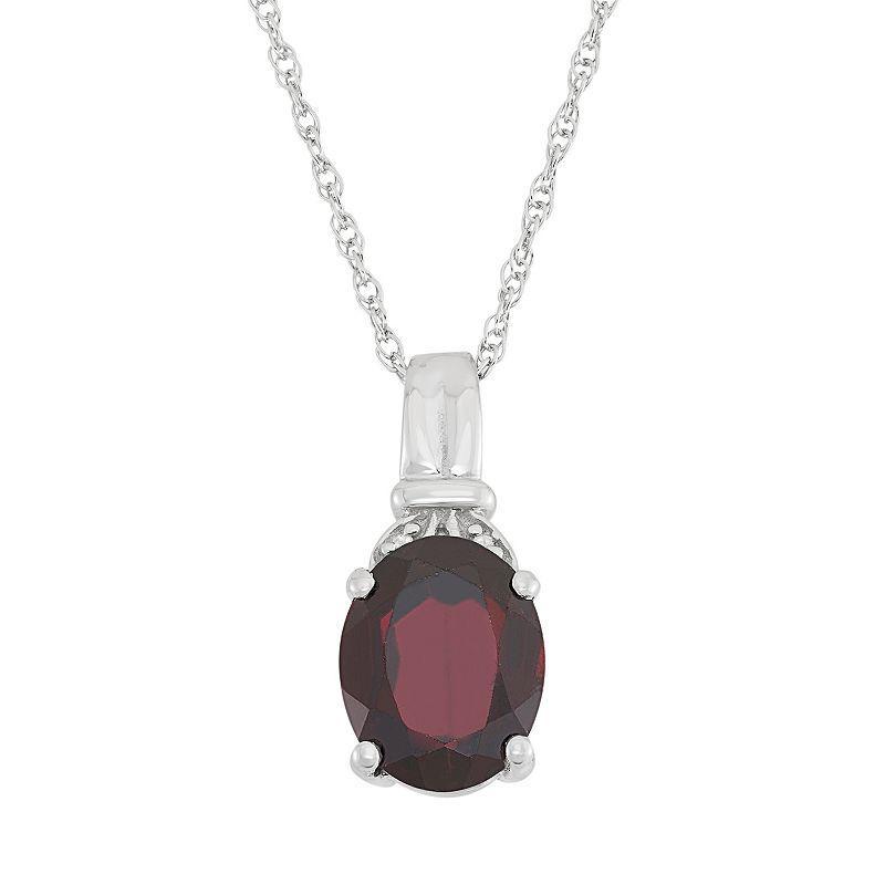 Jewelexcess Garnet & Diamond Accent Sterling Silver Pendant Necklace, Women's, Size: 18", Red Product Image