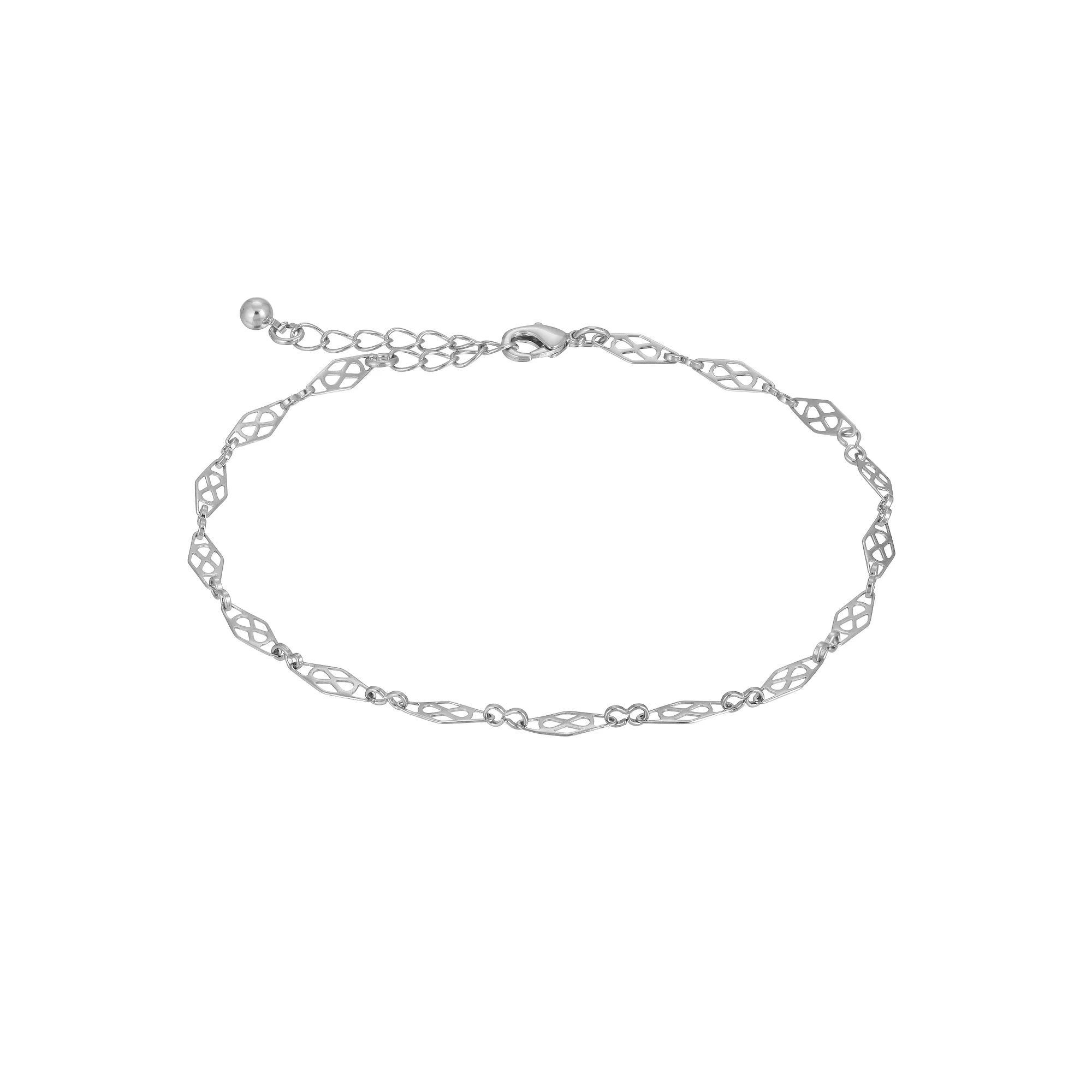 1928 Silver Tone Bohemian Chain Anklet, Womens, Grey Product Image