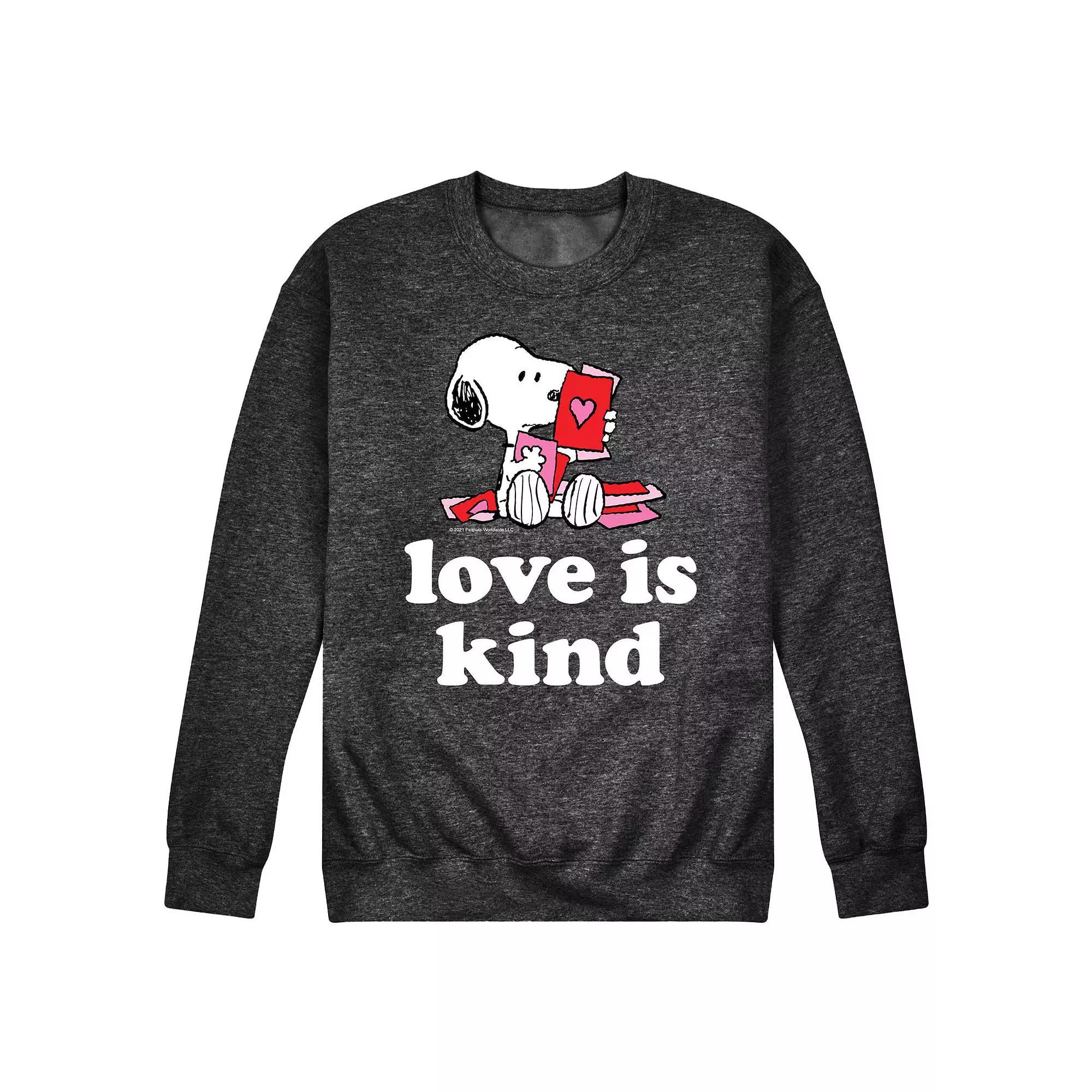 Mens Peanuts Love Is Kind Sweatshirt Grey Gray Product Image