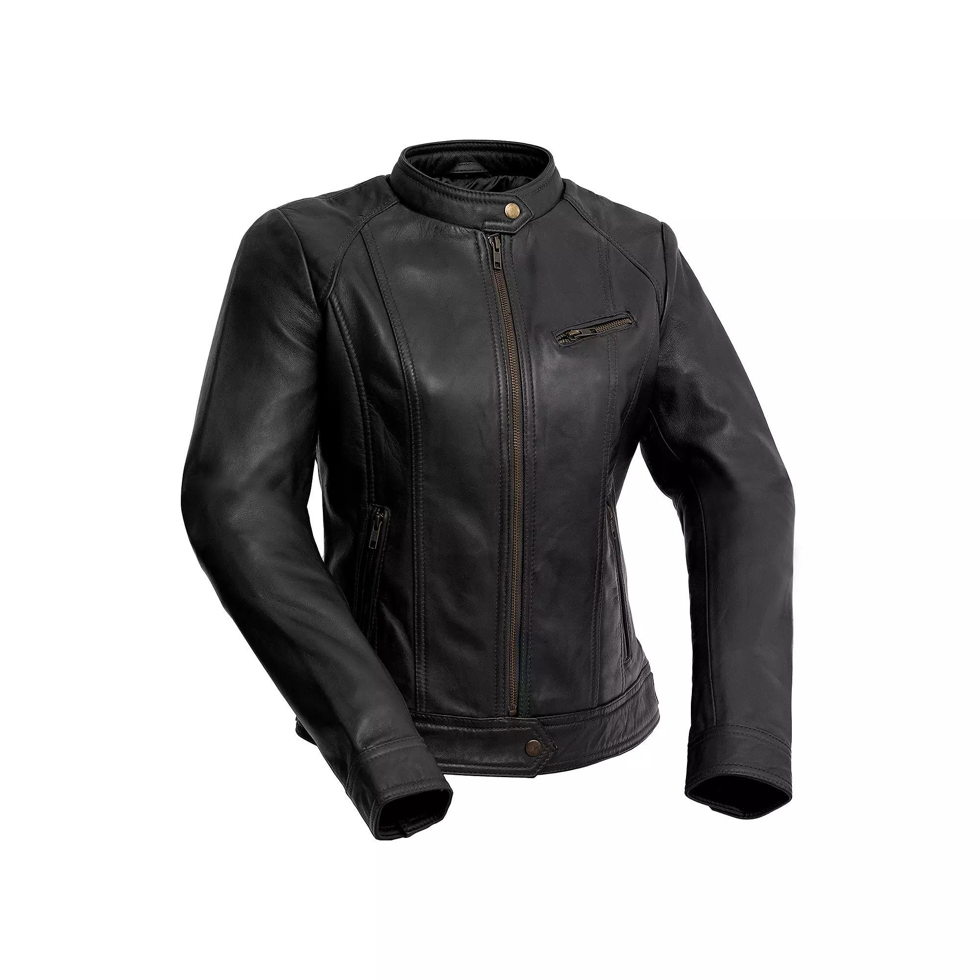 Women's Whet Blu Leather Moto Jacket, Size: Large, Red Product Image