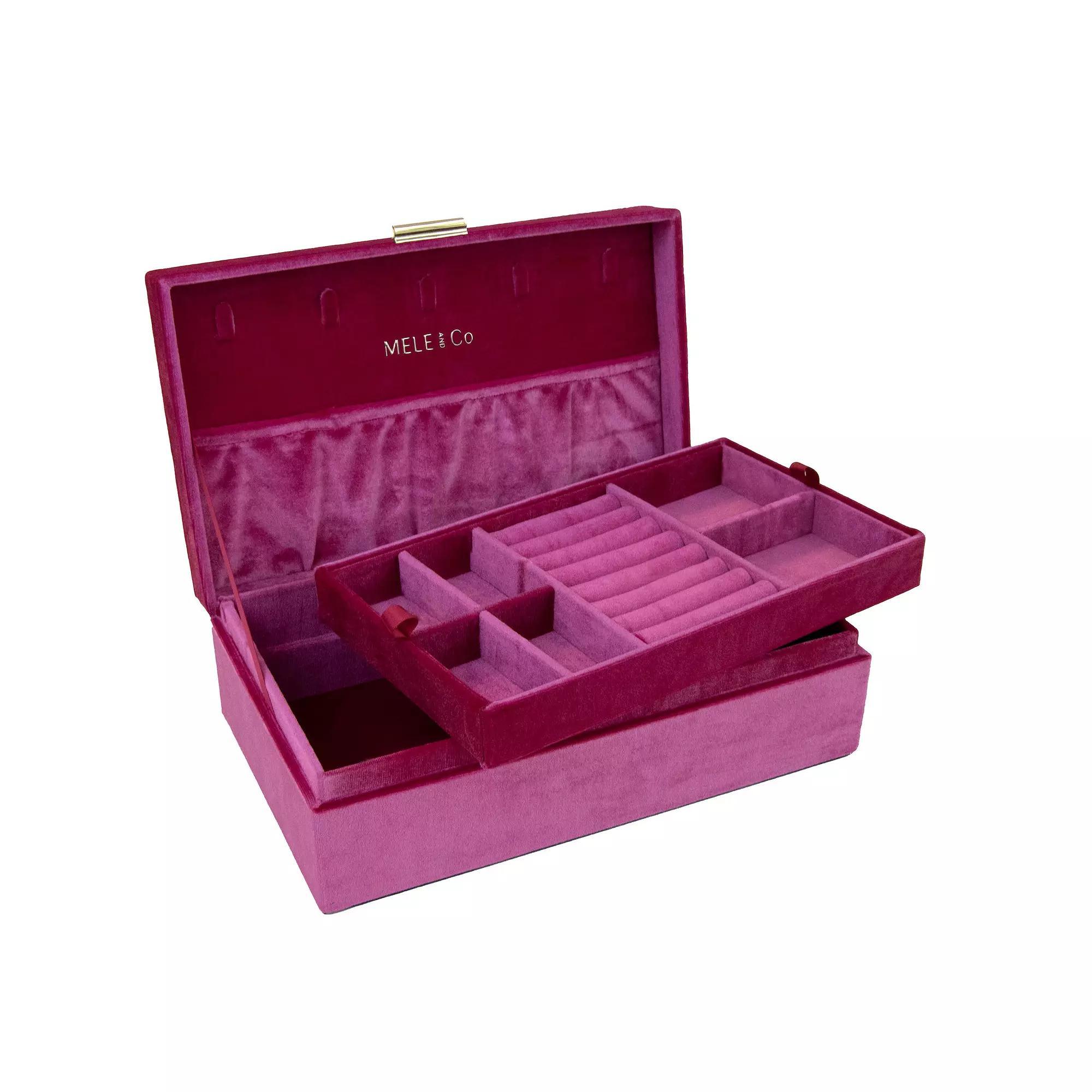 Mele and Co Jewel Onyx Black Velvet Jewelry Box Organizer, Women's, Red Product Image