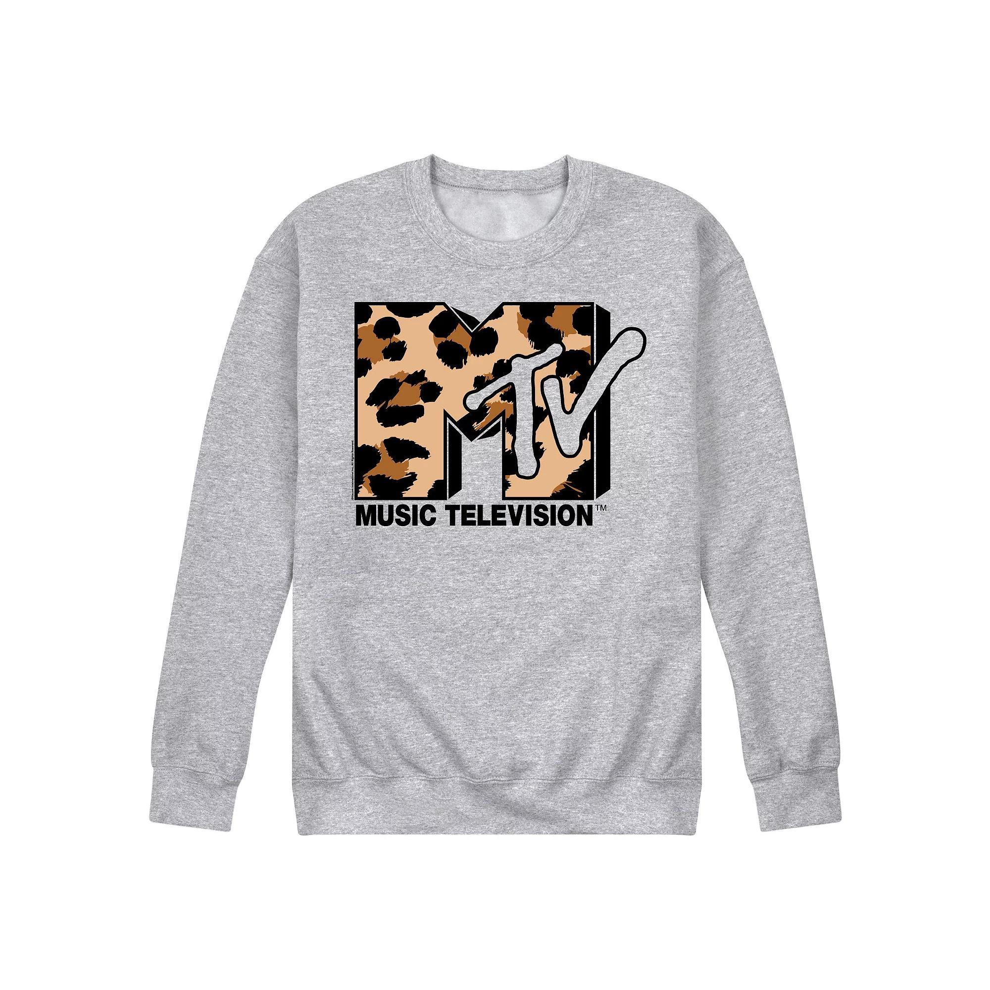 Mens MTV Leopard Print Logo Graphic Sweatshirt Product Image
