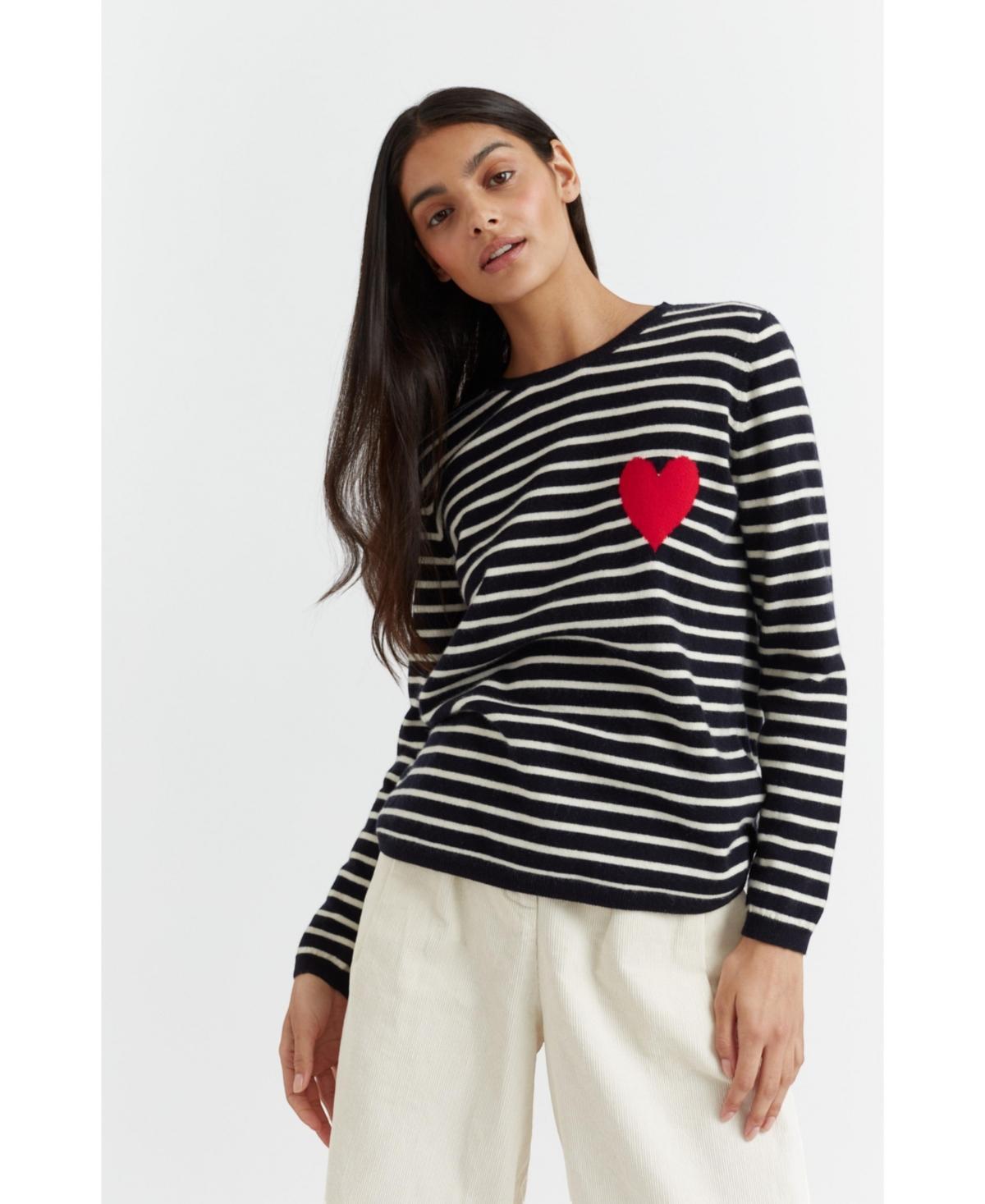Chinti and Parker Womens Chinti & Parker Breton Heart Wool & Cashmere Sweater Product Image