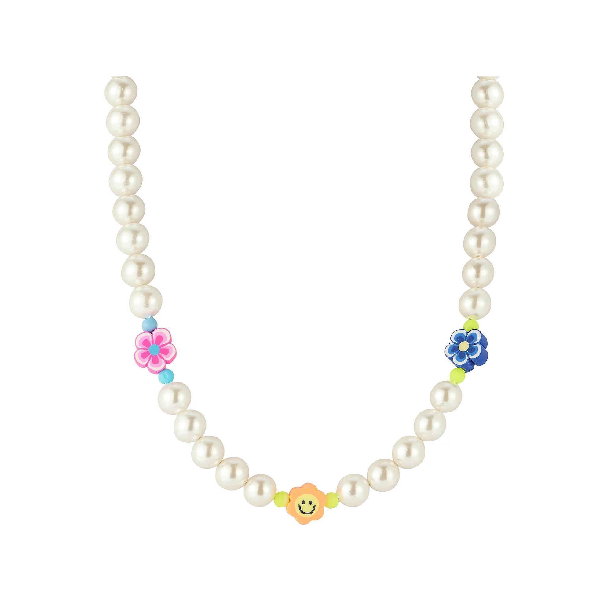 Sunkissed Sterling 14k Gold Over Silver Flower Freshwater Cultured Pearl Necklace, Women's, Size: 19 mm, Multi Tone Product Image