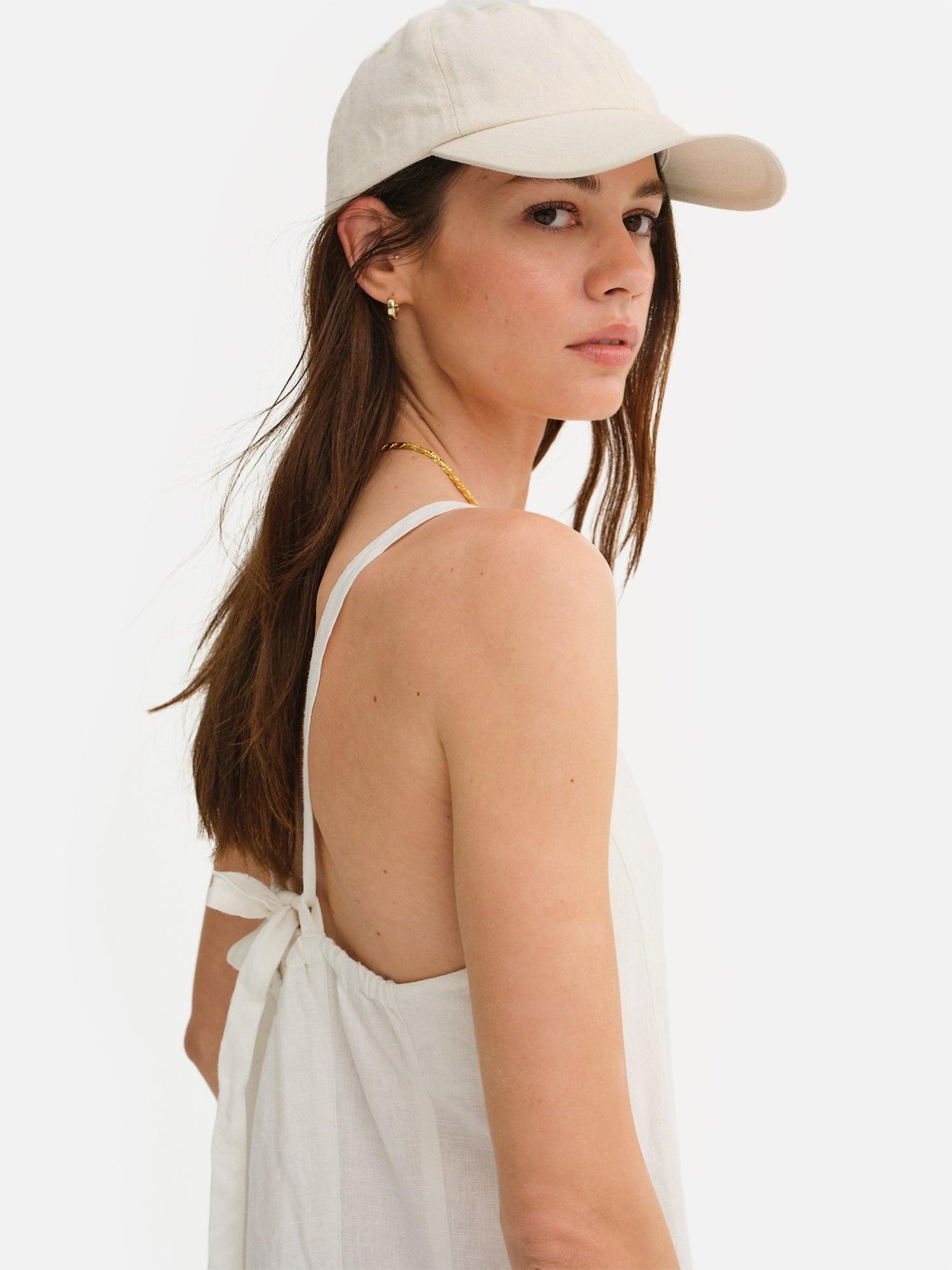 Organic Linen Tie Back Maxi Dress Female Product Image